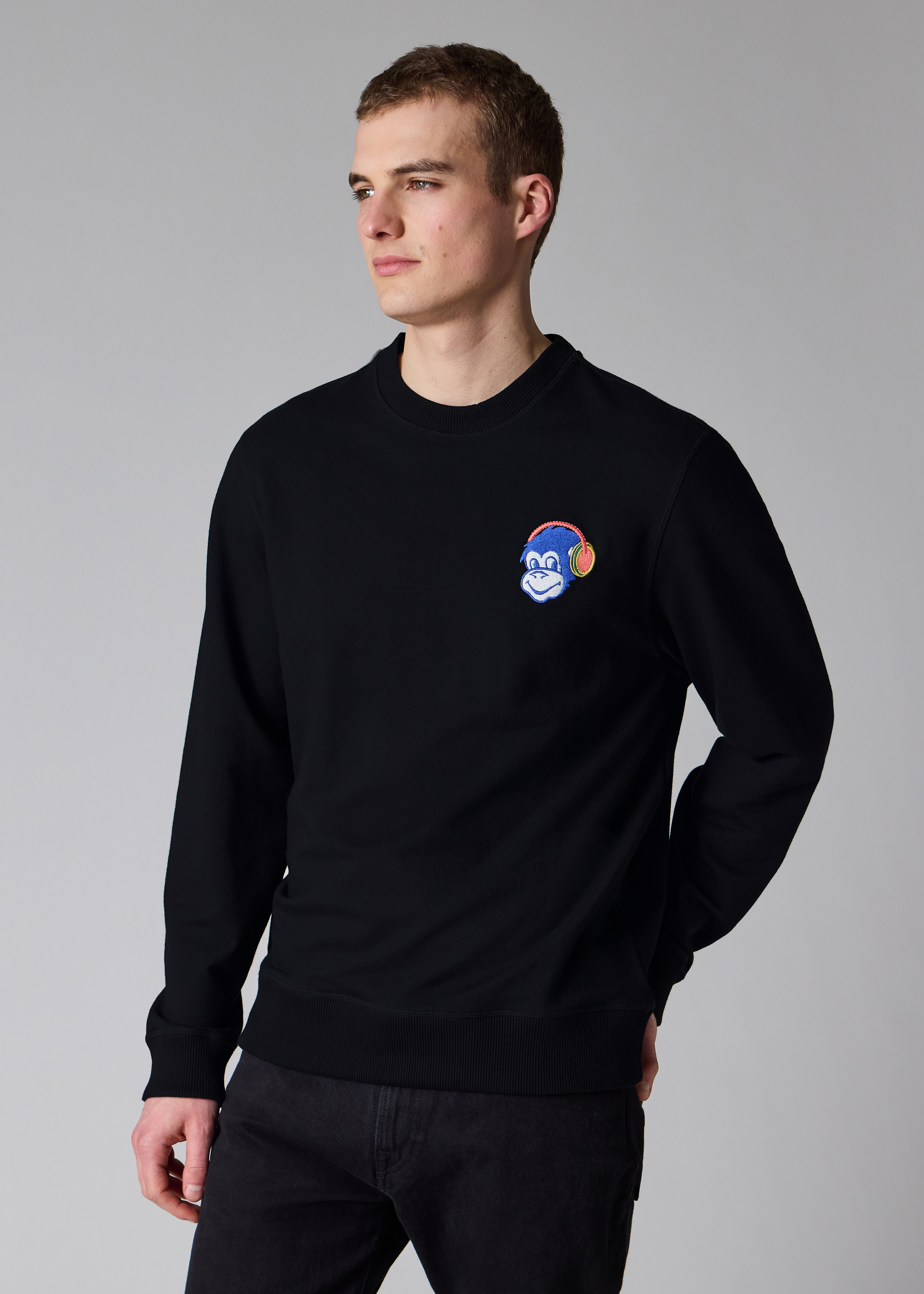 Paul Smith スウェット Men's Black Embroidered 'Monkey Headphones' Sweatshirt