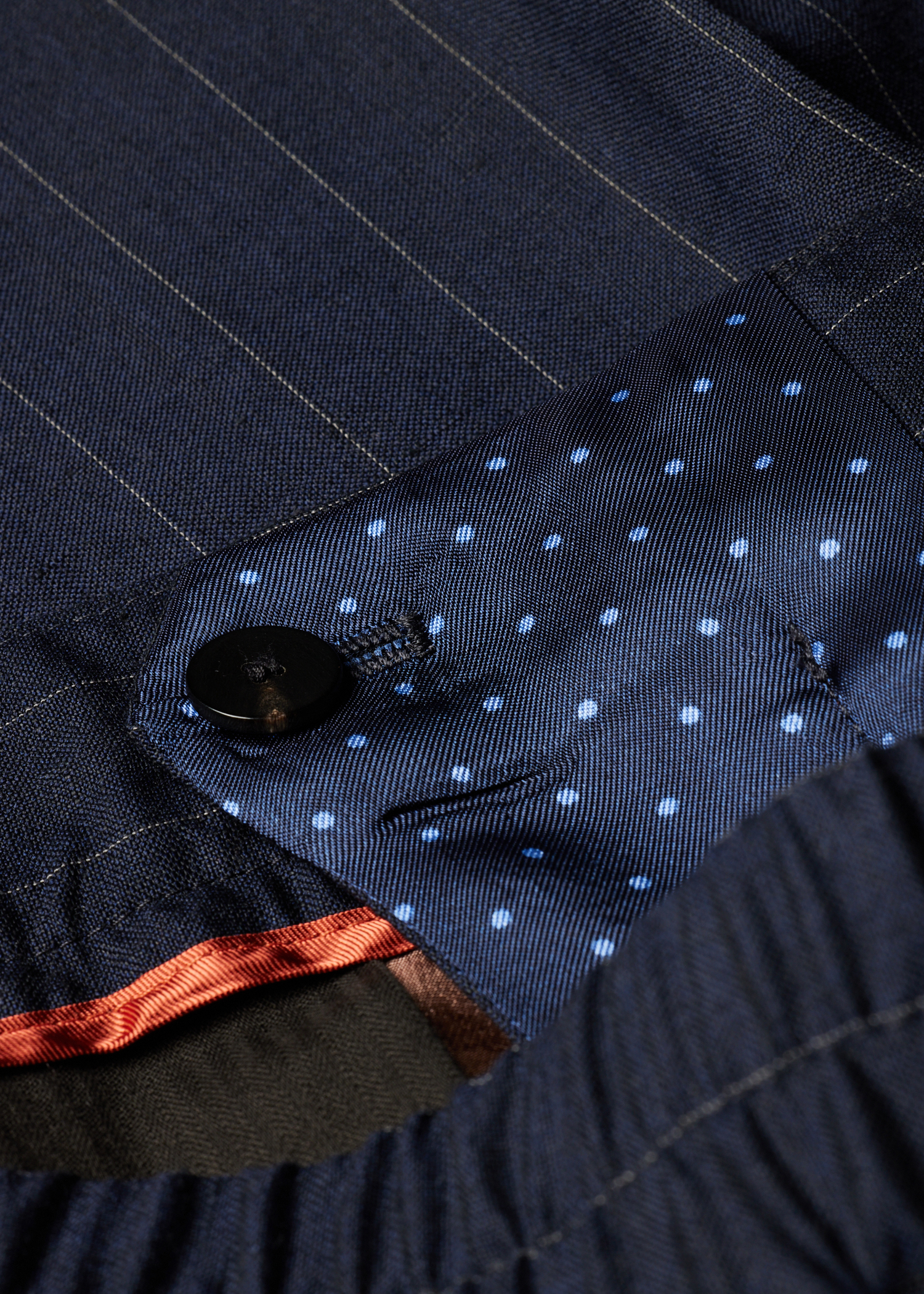 Navy Wool-Linen Pinstripe Elasticated Waist Trousers thumbnail 6
