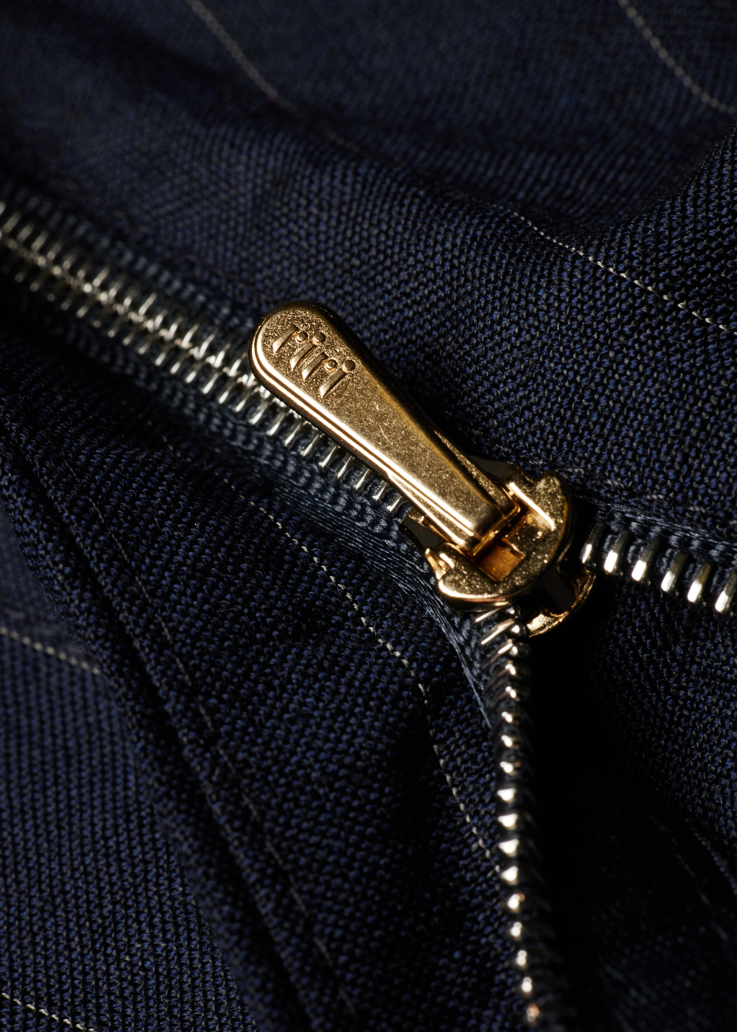 Navy Wool-Linen Pinstripe Elasticated Waist Trousers thumbnail 8