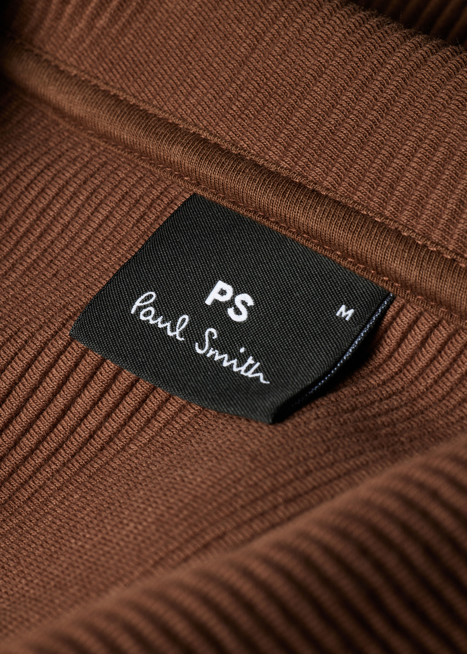 Paul Smith ブラウン ジャンパー Mサイズ Men's Brown Cotton Ribbed Zip Through Sweatshirt