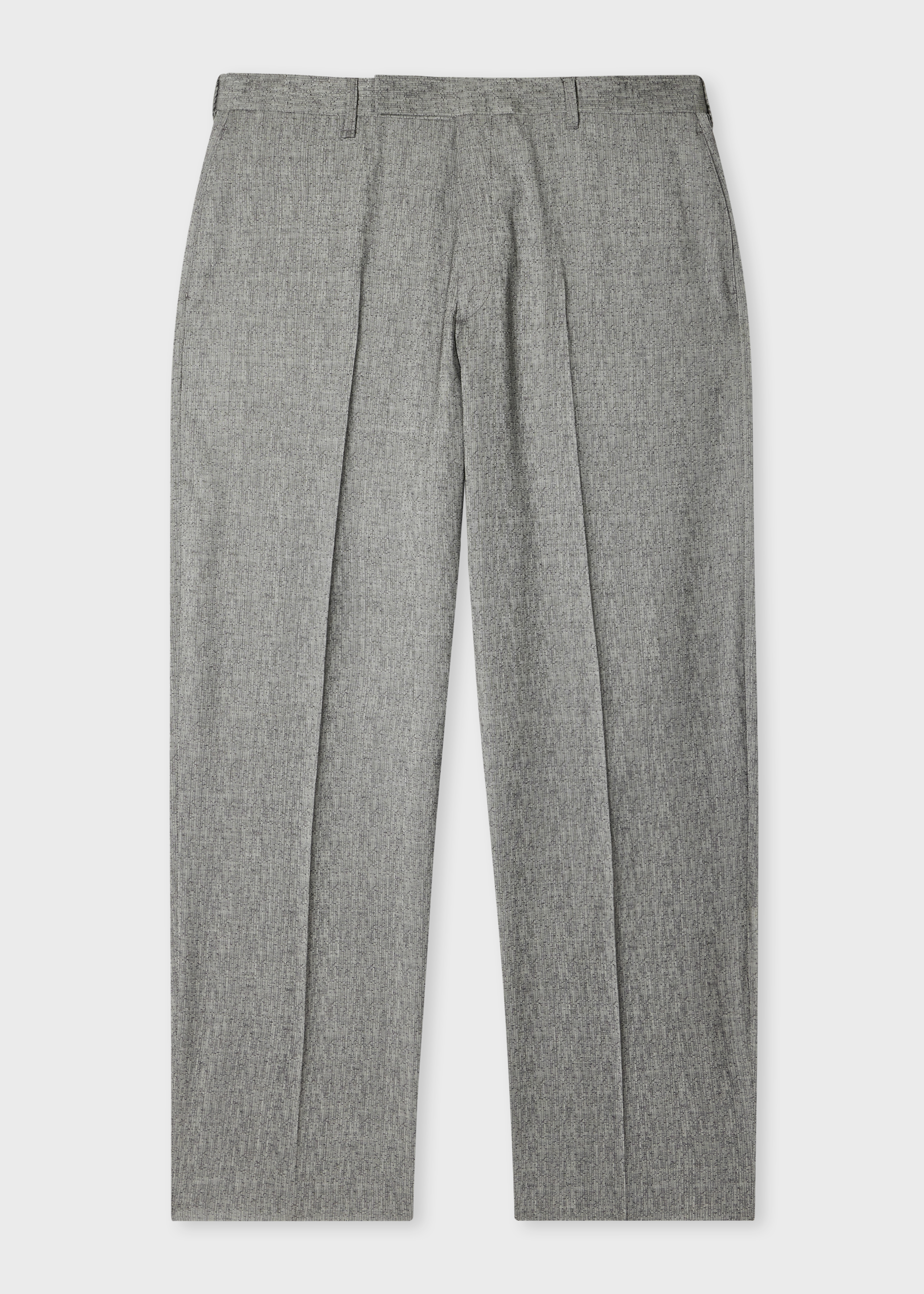 Men's Relaxed-Fit Grey Wool Jacquard Trousers