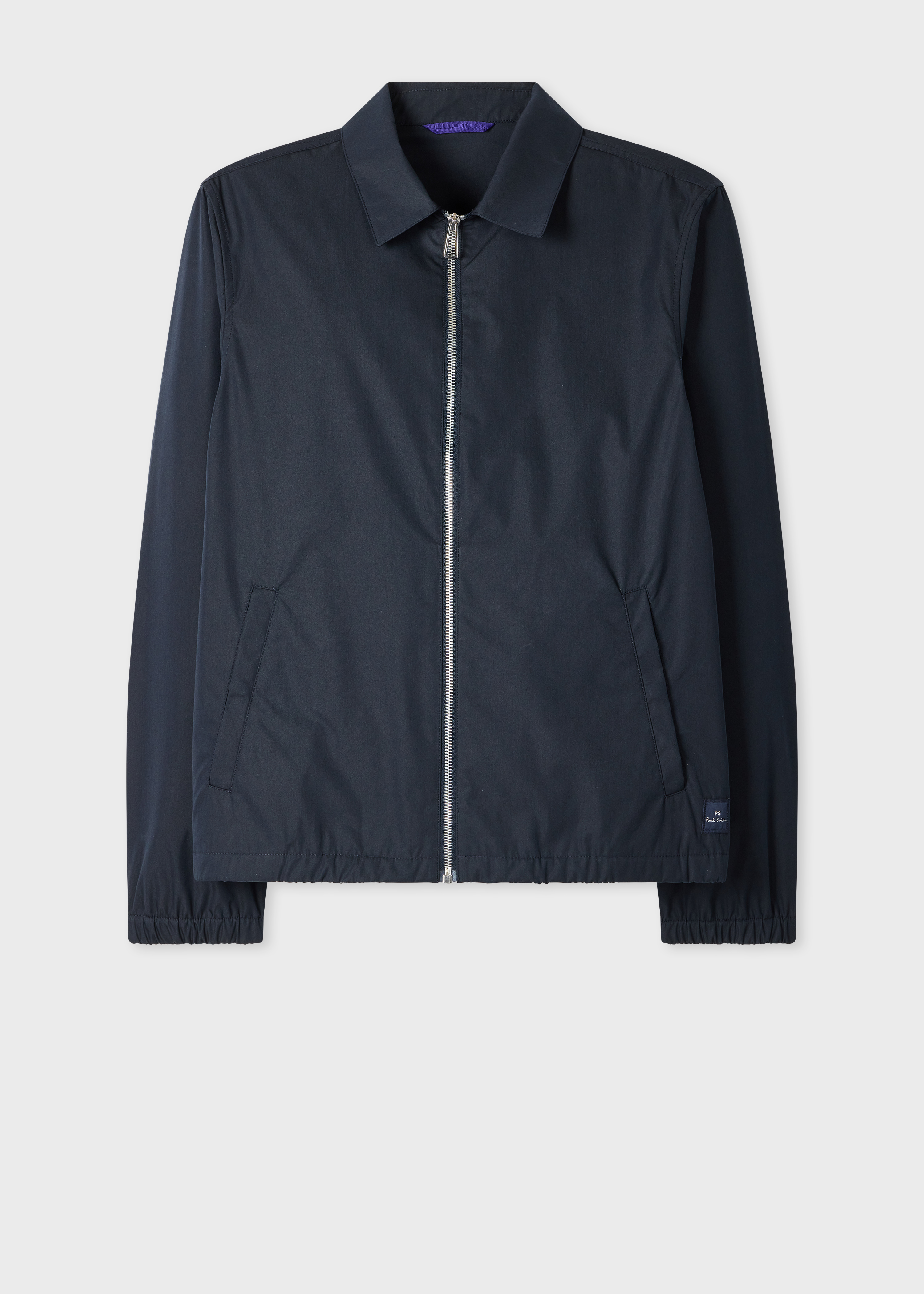 Men's Navy Cotton-Blend Zip Jacket Men's Navy Cotton-Blend Zip Jacket