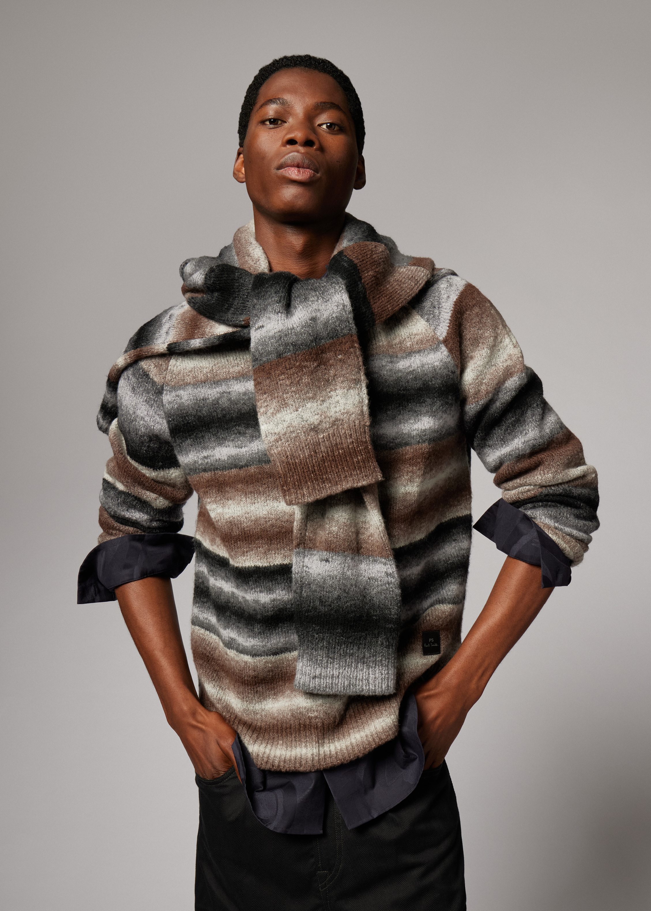 PS Paul Smith Brown and Black Faded Stripe Sweater | King's Cross