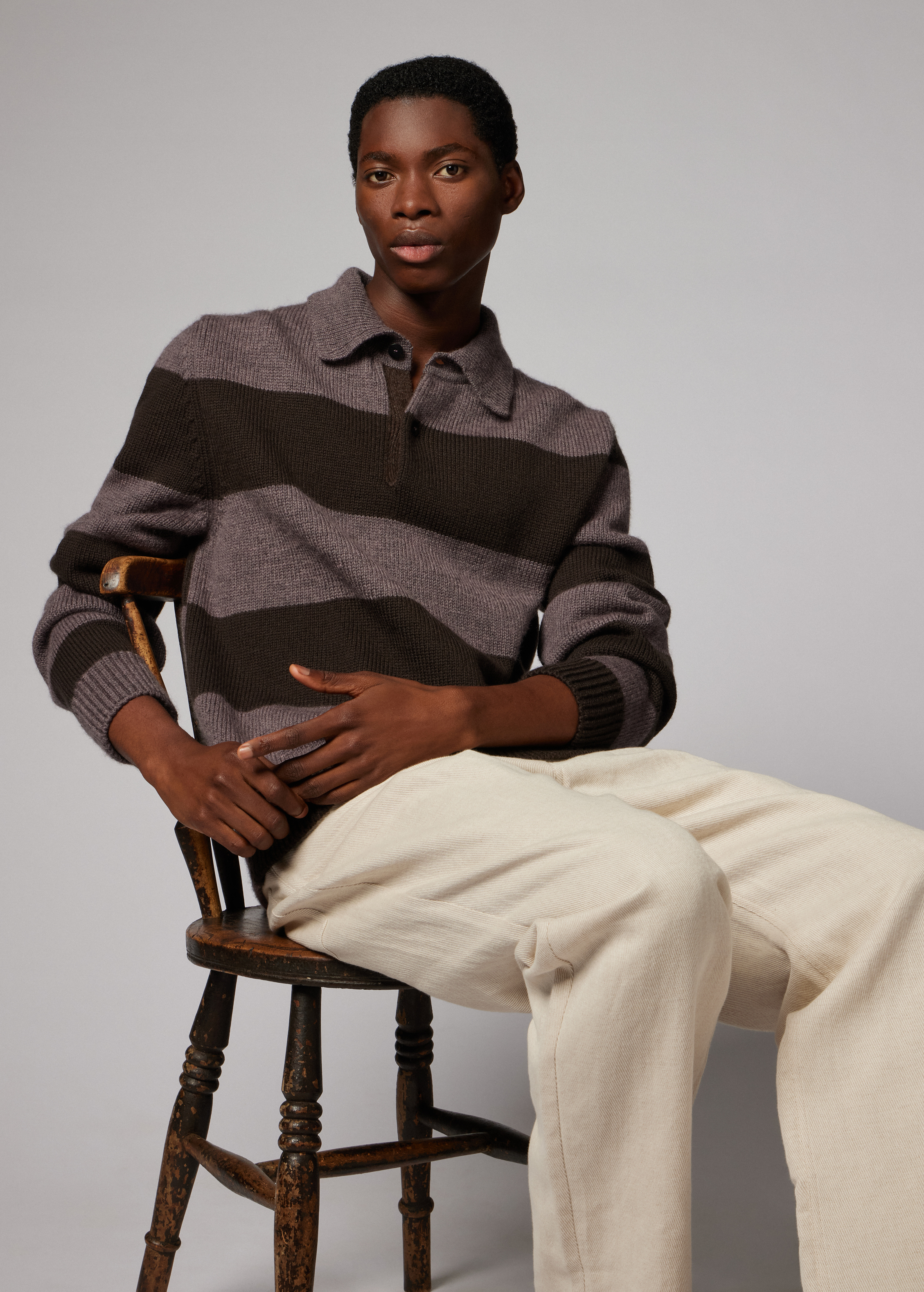 Paul Smith Mauve Block Stripe Knitted Polo Sweater | King's Cross