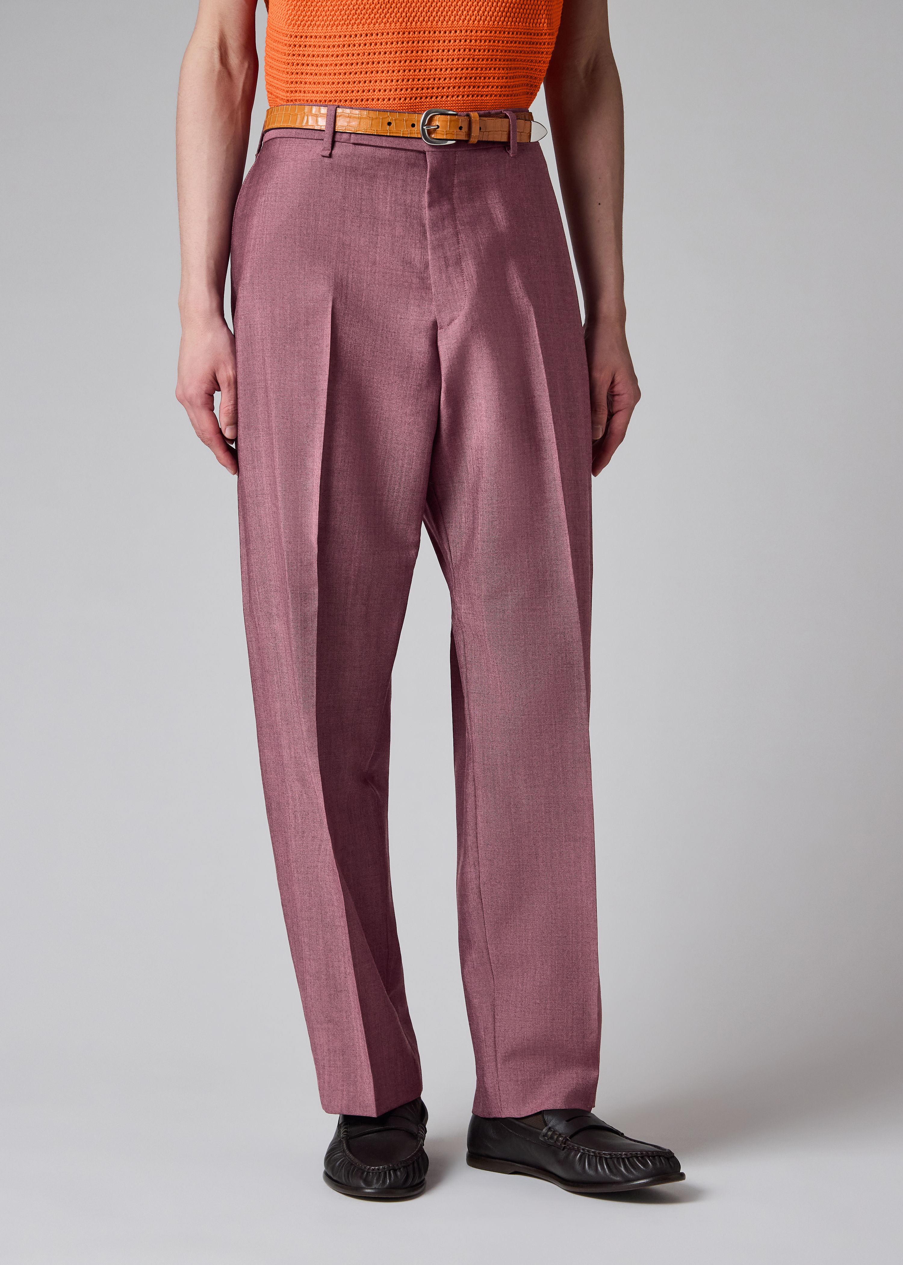 Paul Smith Relaxed-Fit Pink Overdyed Wool-Mohair Trousers | King's