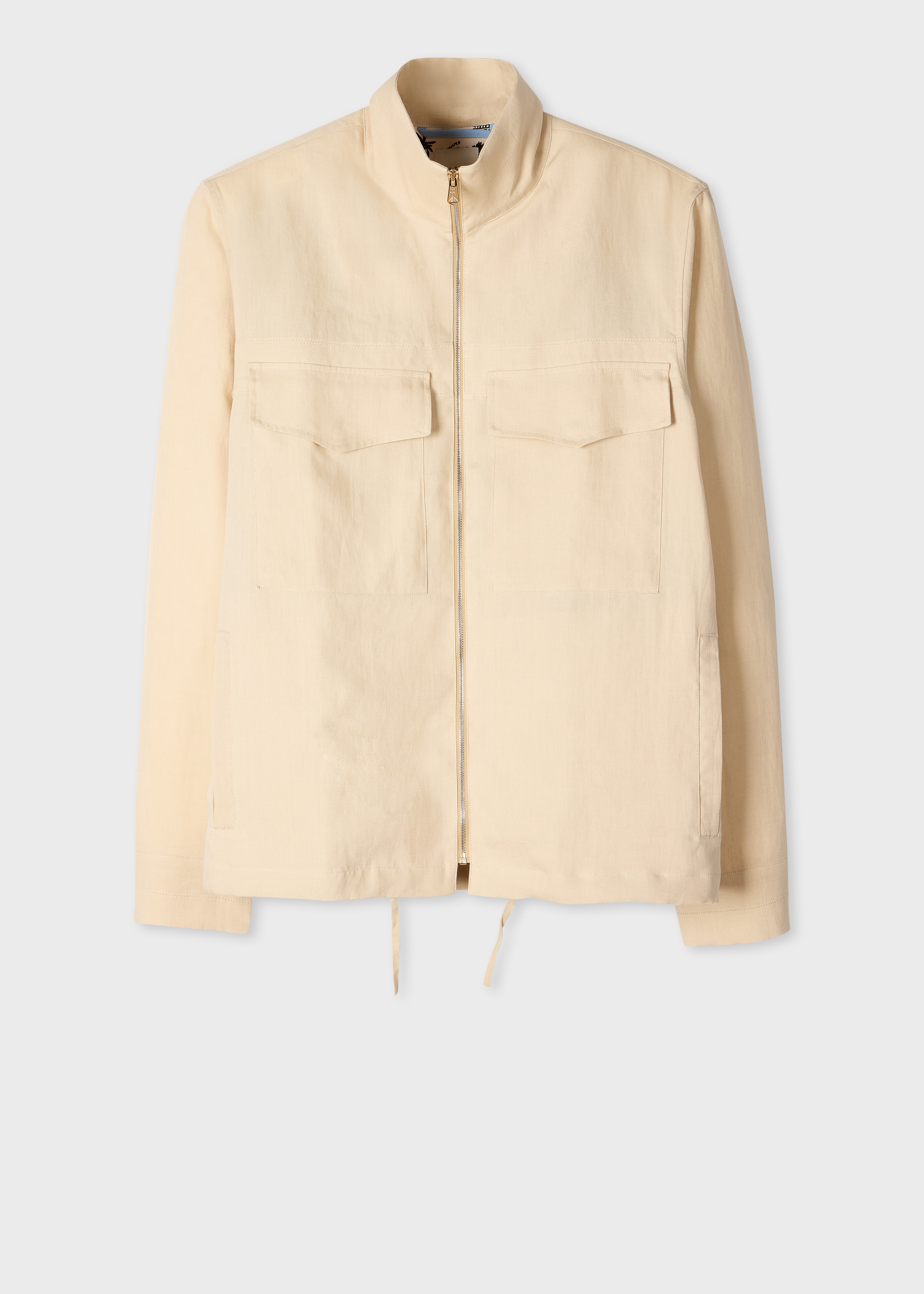 Ecru Linen Patch-Pocket Drawstring Jacket primary image