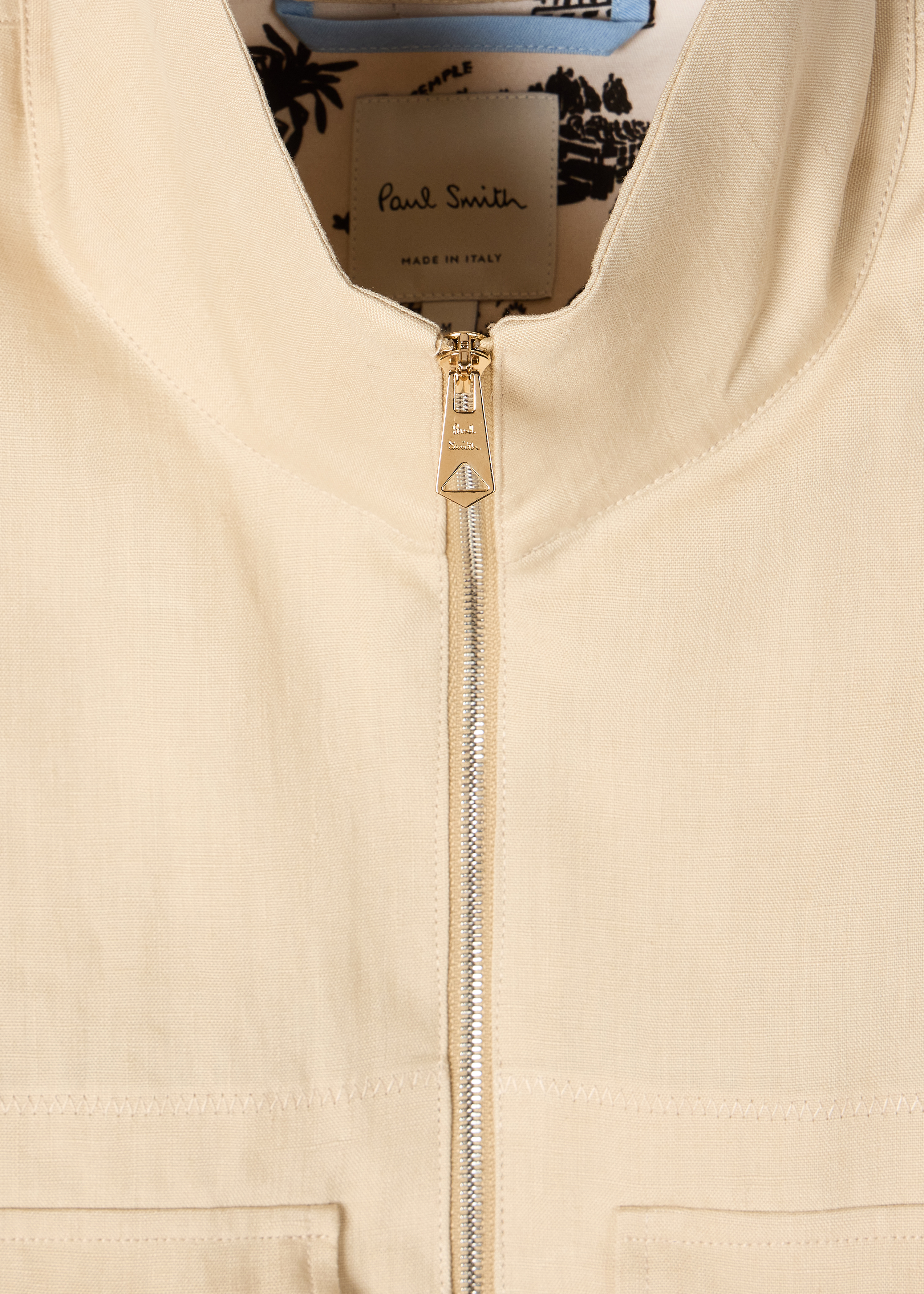 Ecru Linen Patch-Pocket Drawstring Jacket thumbnail 7