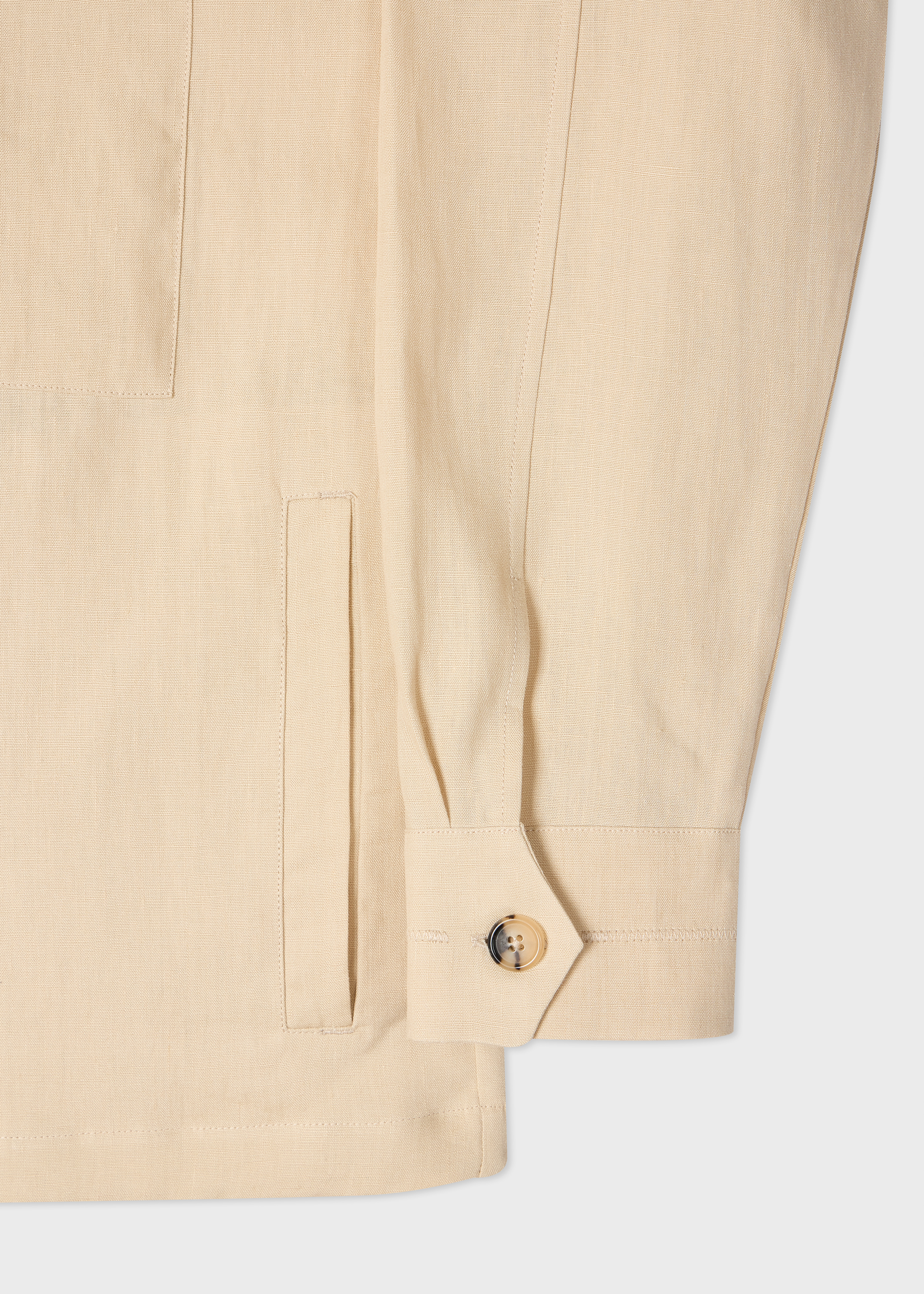 Ecru Linen Patch-Pocket Drawstring Jacket thumbnail 9