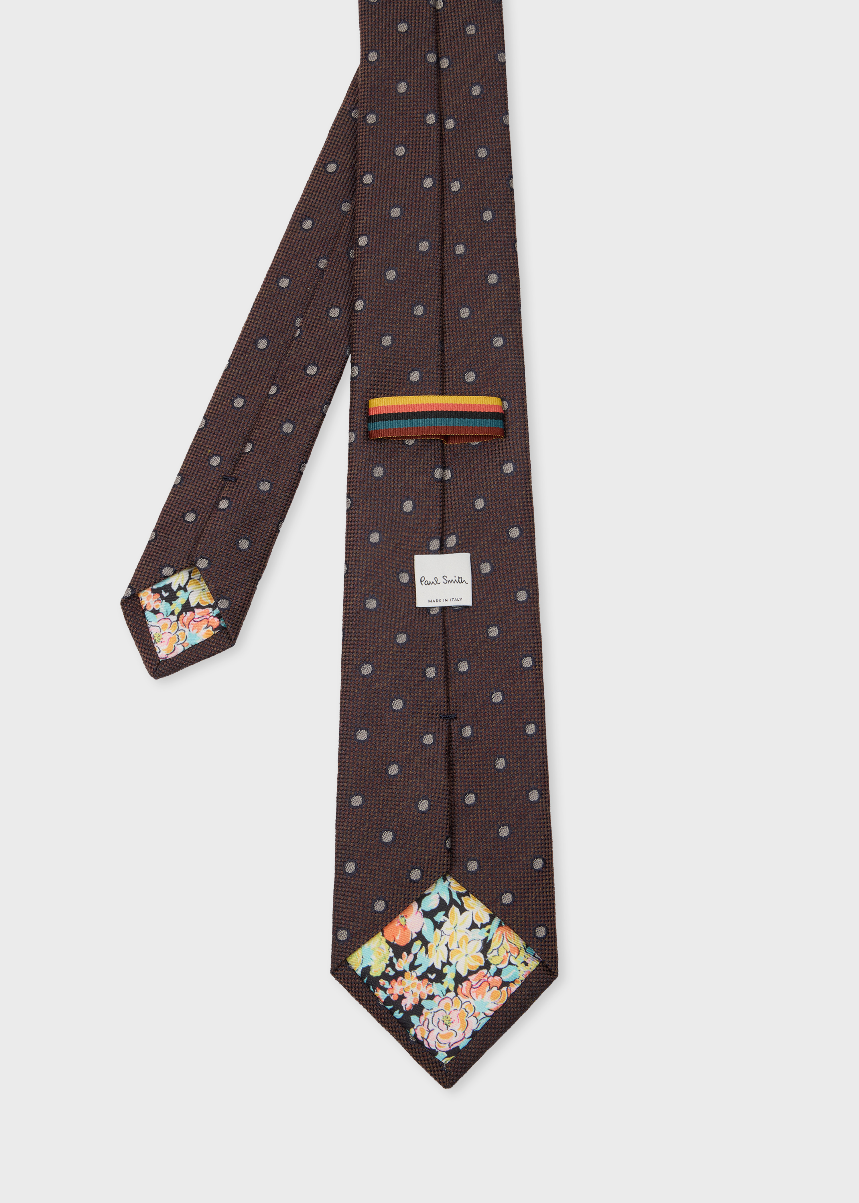 Paul Smith Brown Silk and Wool-Blend Polka Dot Tie | King's Cross