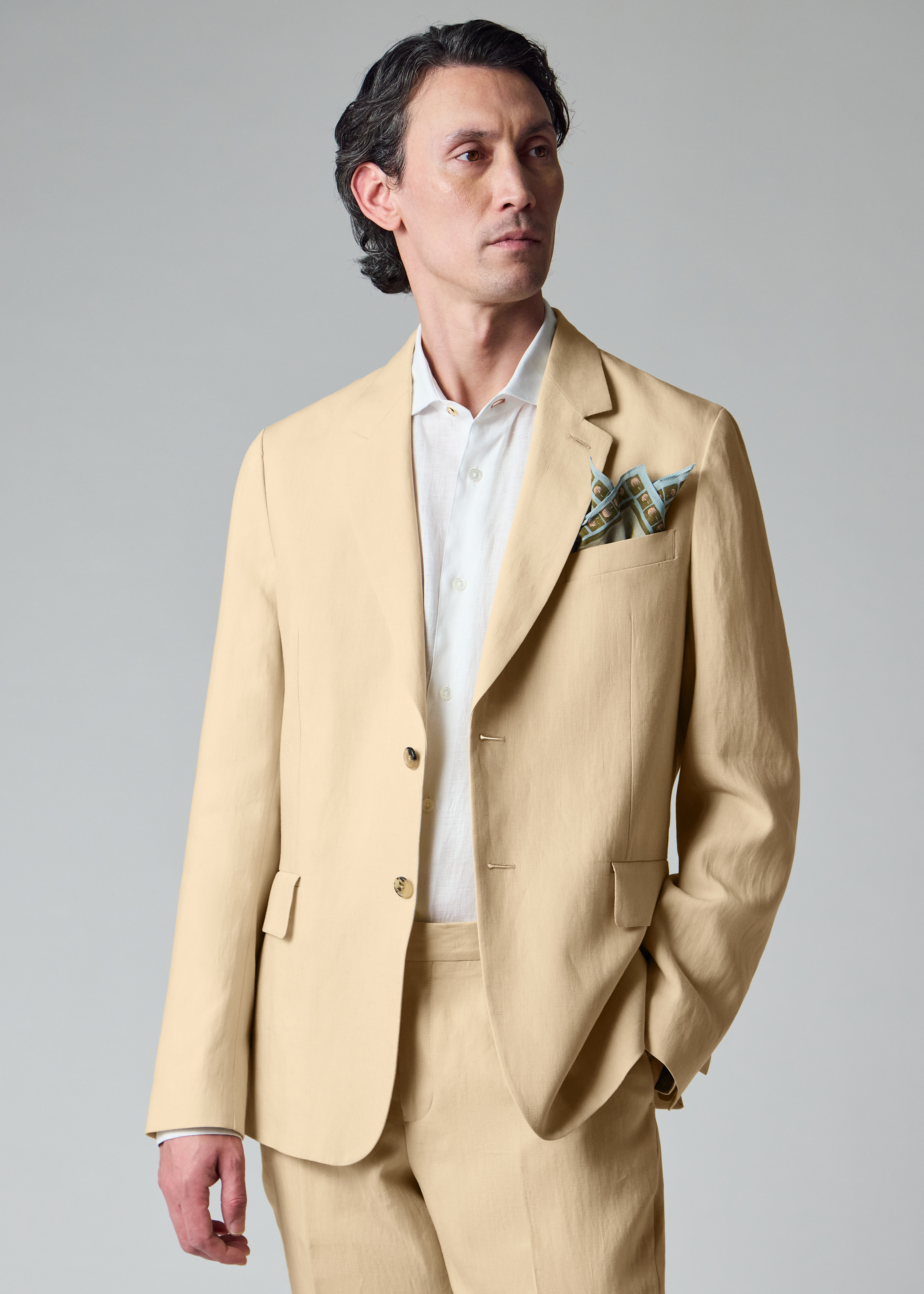 Ecru Linen Buggy-Lined Blazer thumbnail 3