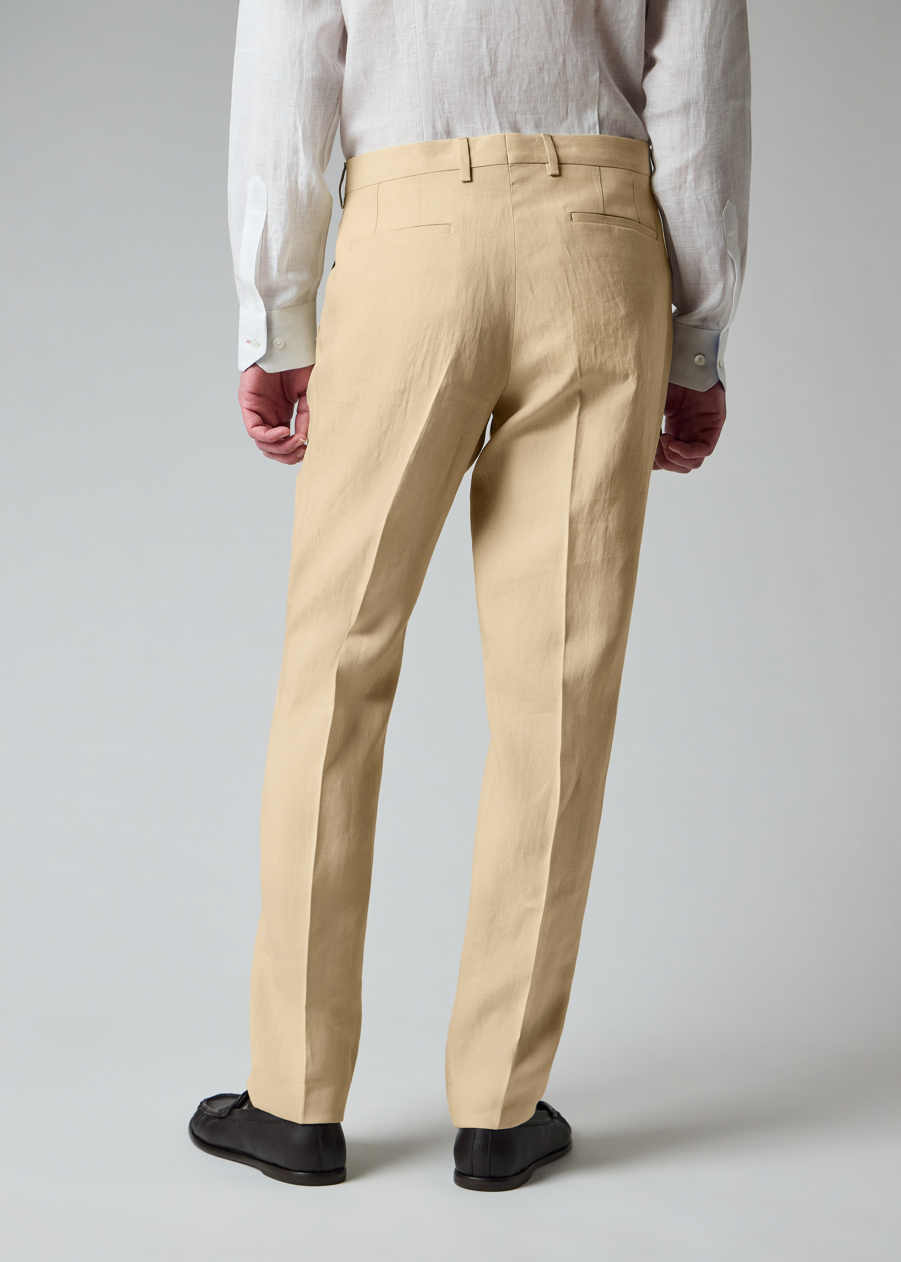 Tapered-Fit Ecru Linen Trousers thumbnail 6