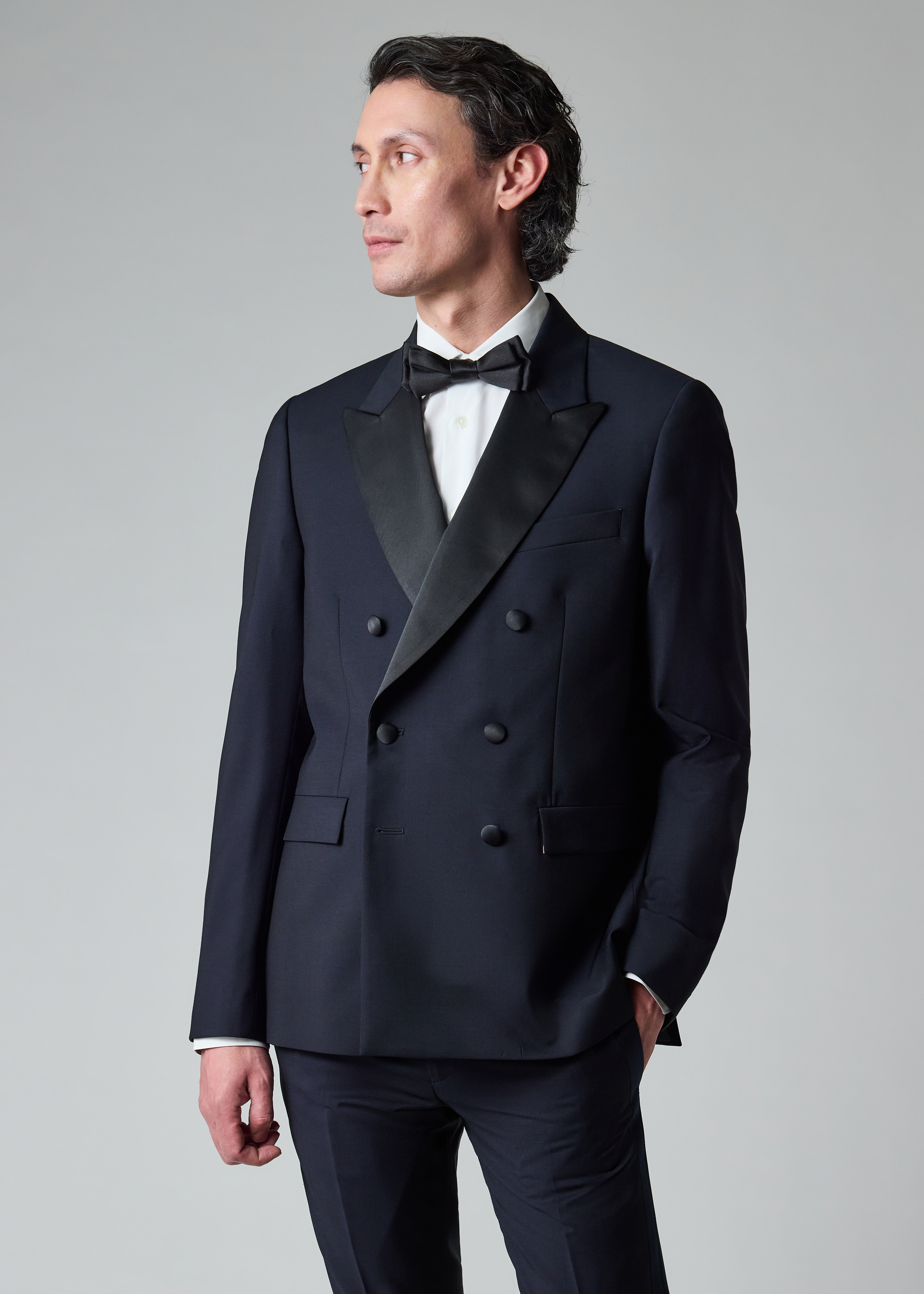 The Soho - Dark Navy Wool-Mohair Double-Breasted Evening Blazer thumbnail 2