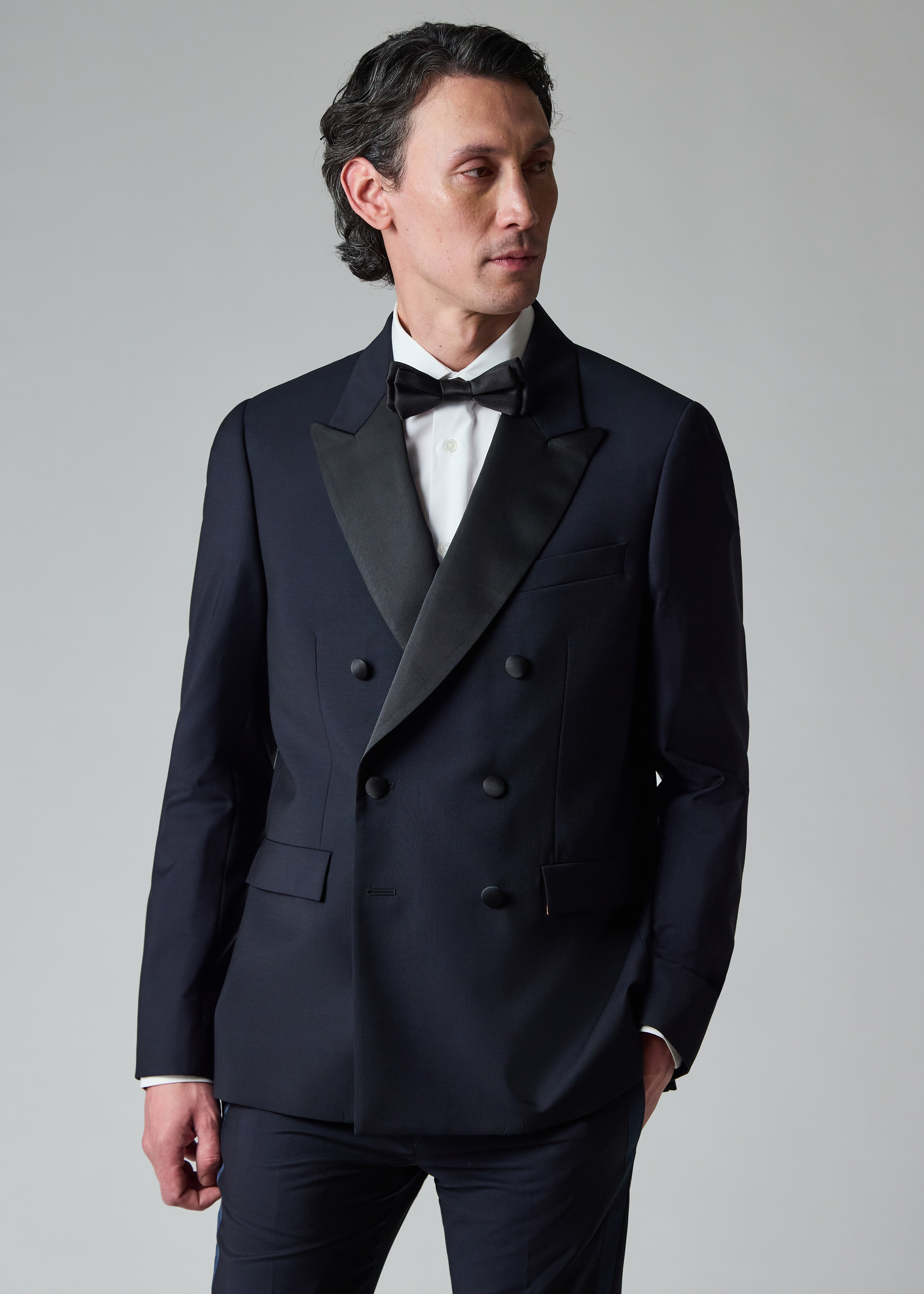 The Soho - Dark Navy Wool-Mohair Double-Breasted Evening Blazer thumbnail 4