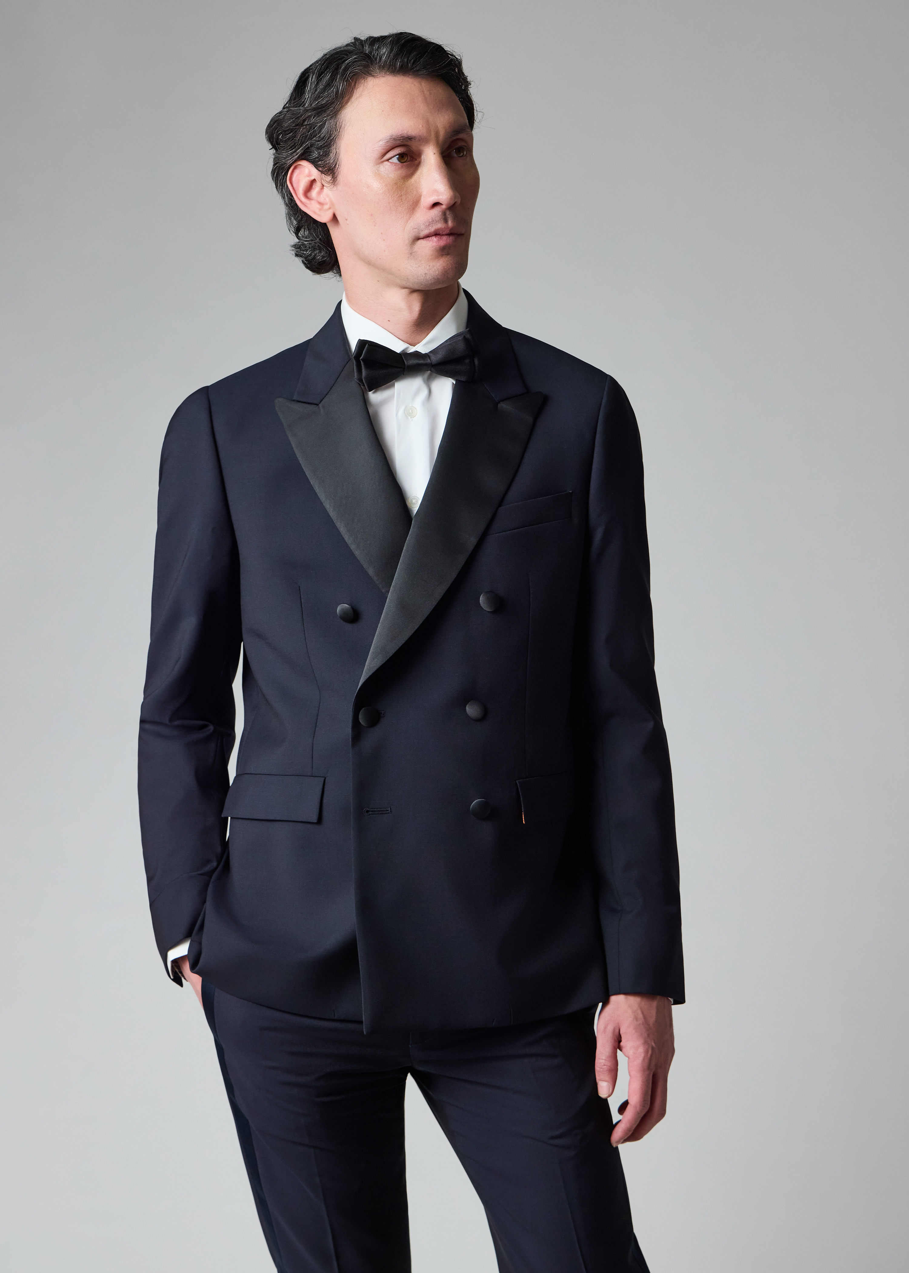 The Soho - Dark Navy Wool-Mohair Double-Breasted Evening Blazer thumbnail 6
