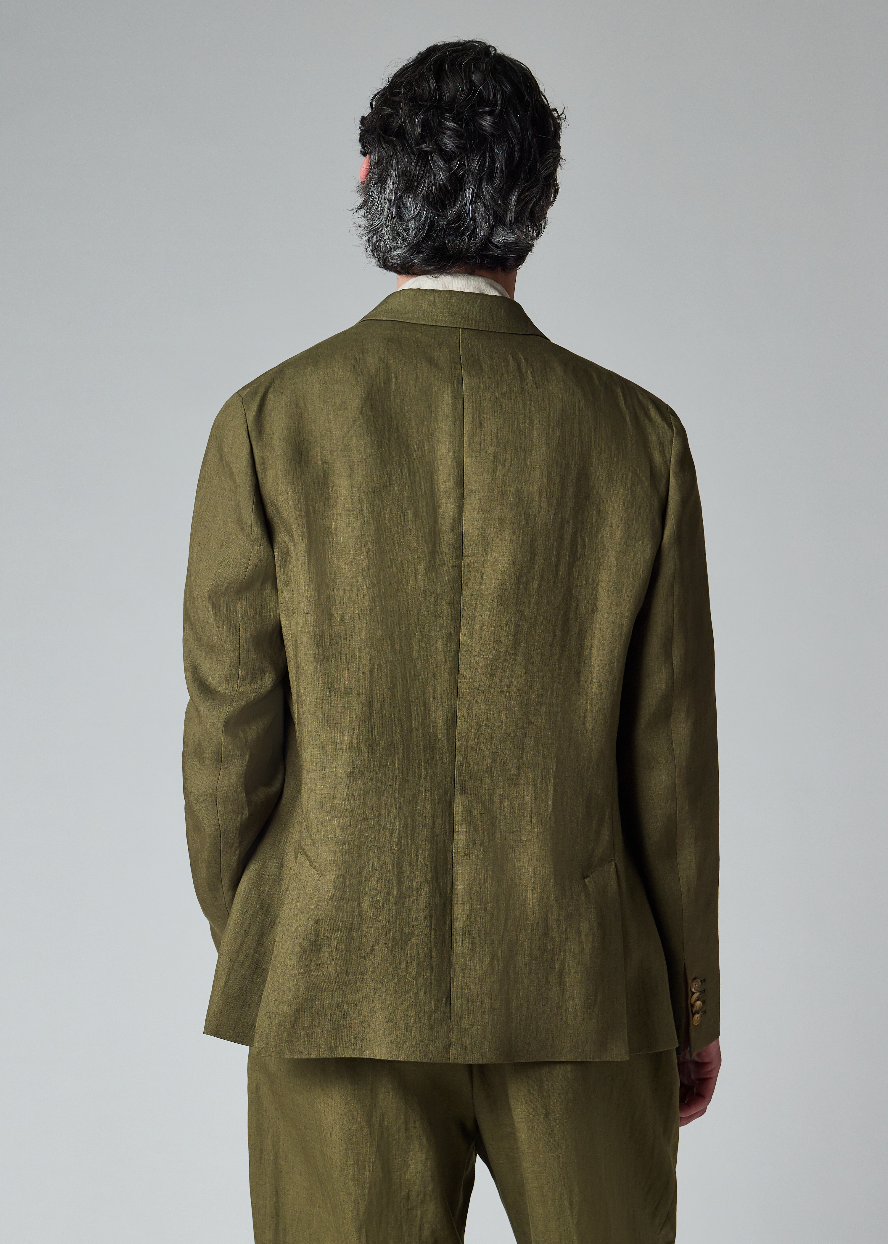 Khaki Linen Two-Button Blazer thumbnail 8