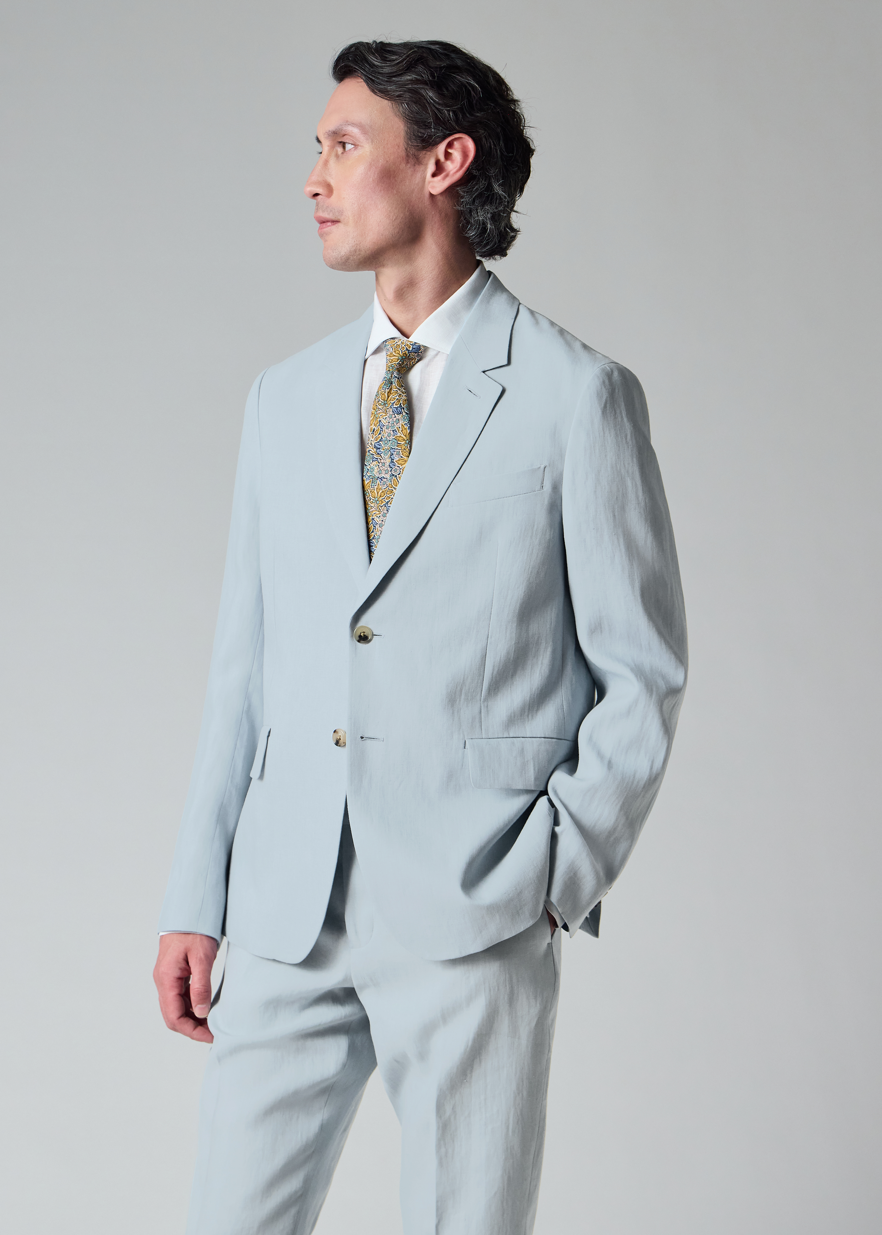 Light Blue Linen Buggy-Lined Blazer thumbnail 4