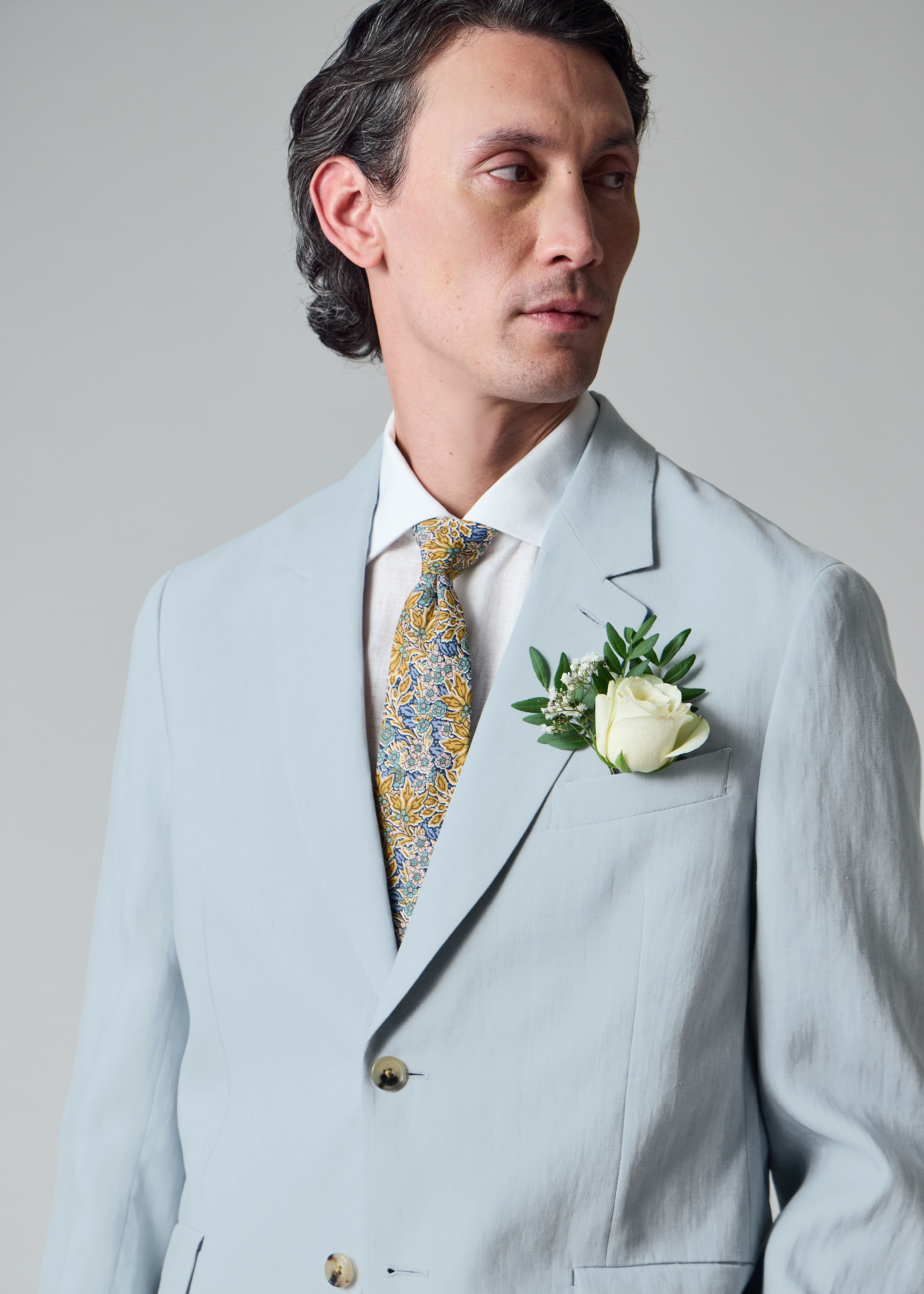 Light Blue Linen Buggy-Lined Blazer thumbnail 2