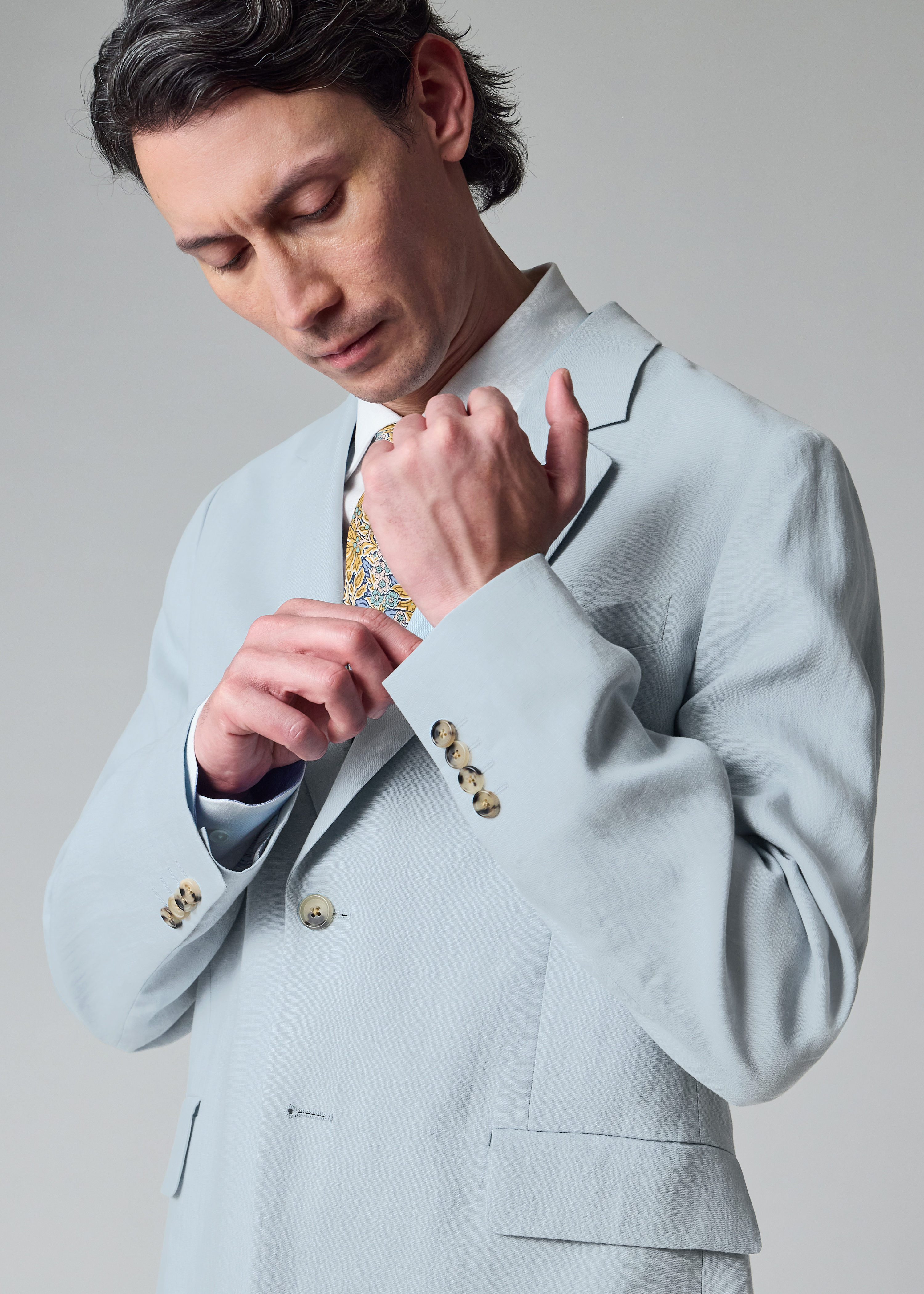 Light Blue Linen Buggy-Lined Blazer thumbnail 7