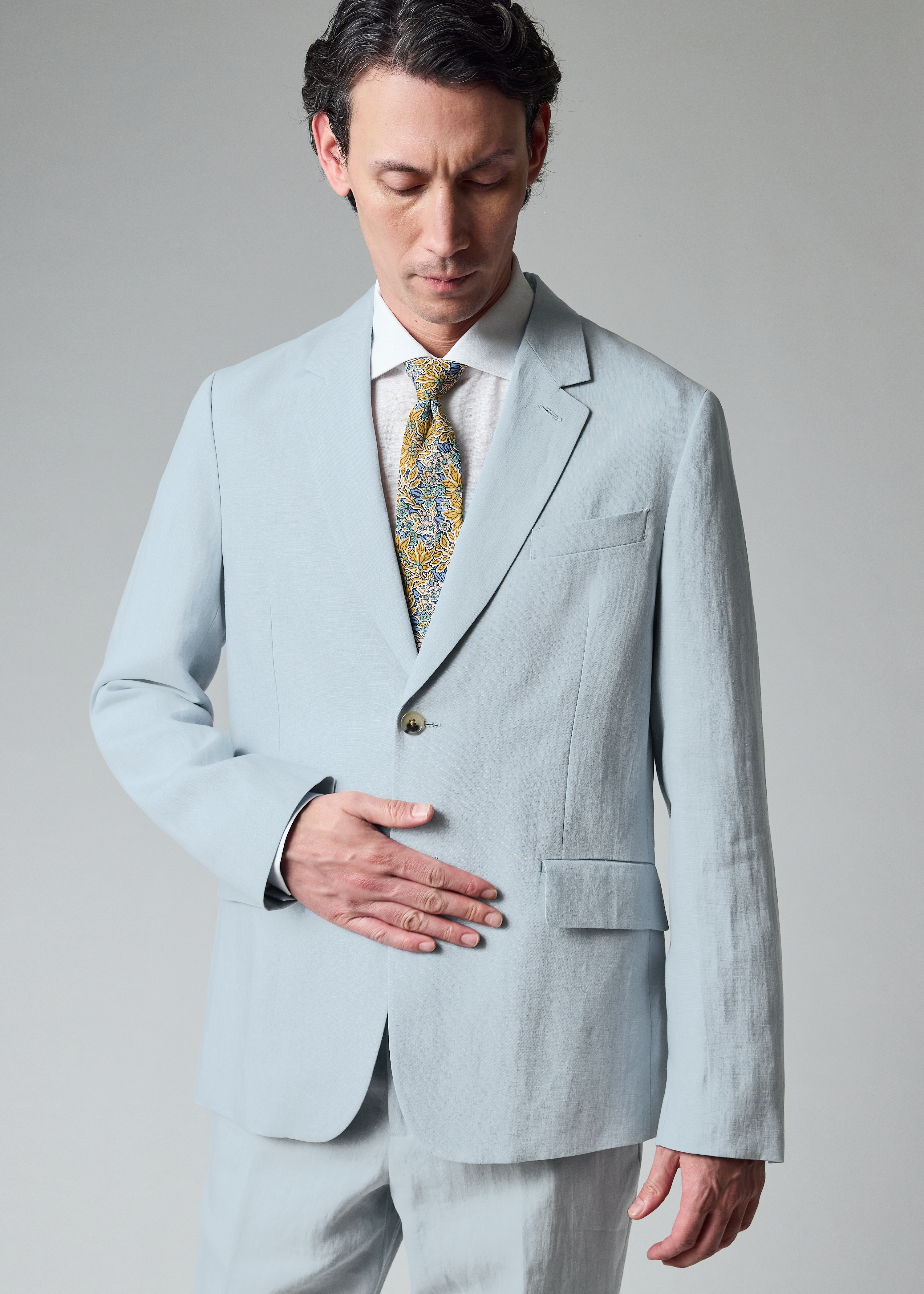 Light Blue Linen Buggy-Lined Blazer thumbnail 9