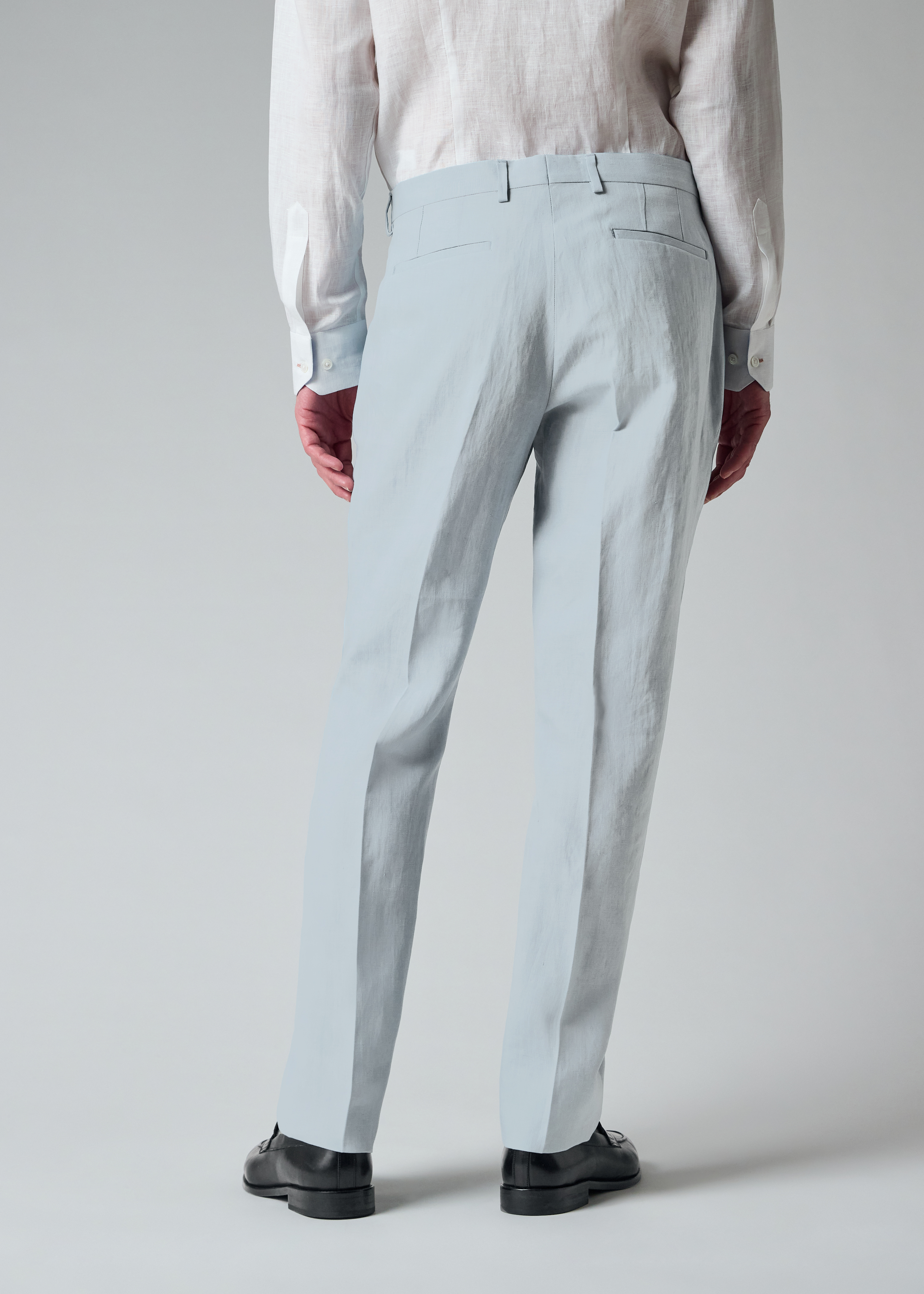 Tapered-Fit Light Blue Linen Trousers thumbnail 5