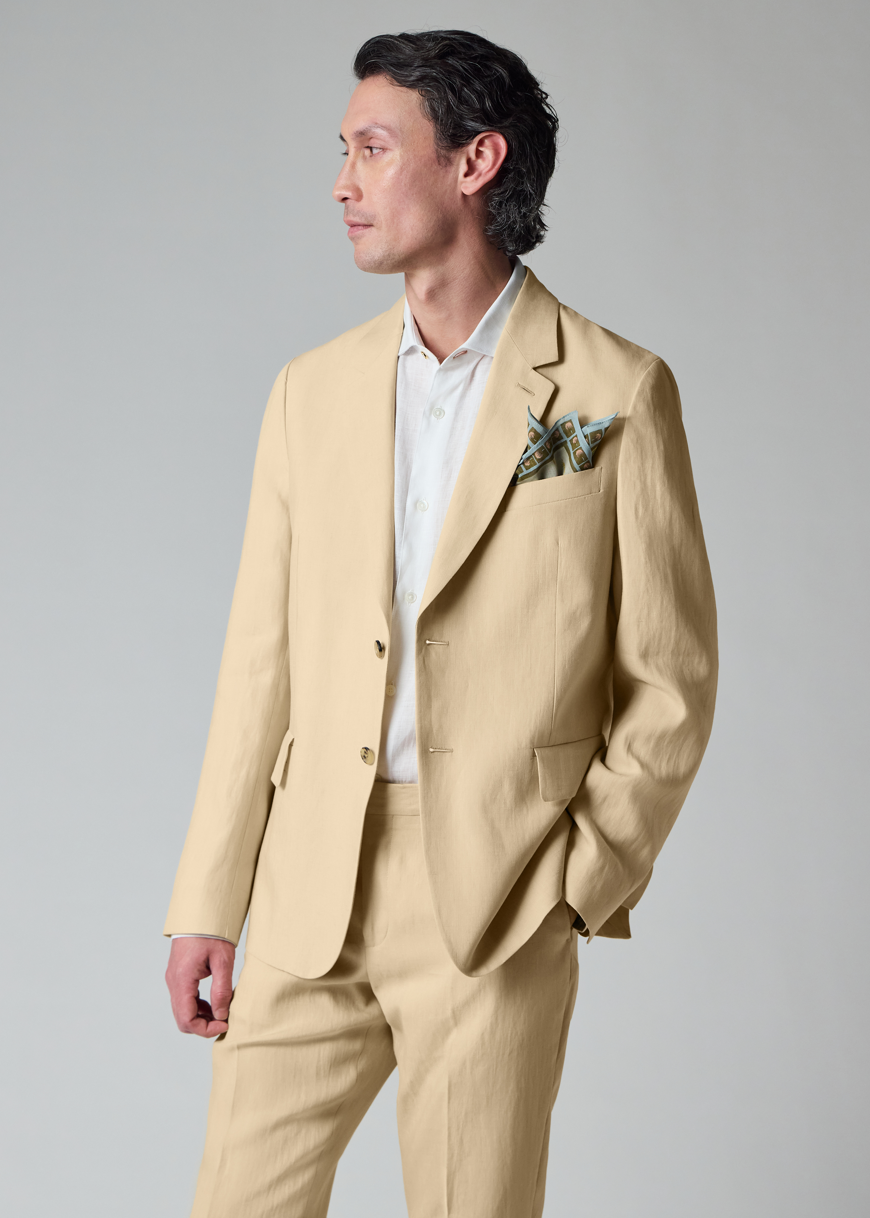 Ecru Linen Buggy-Lined Blazer thumbnail 7