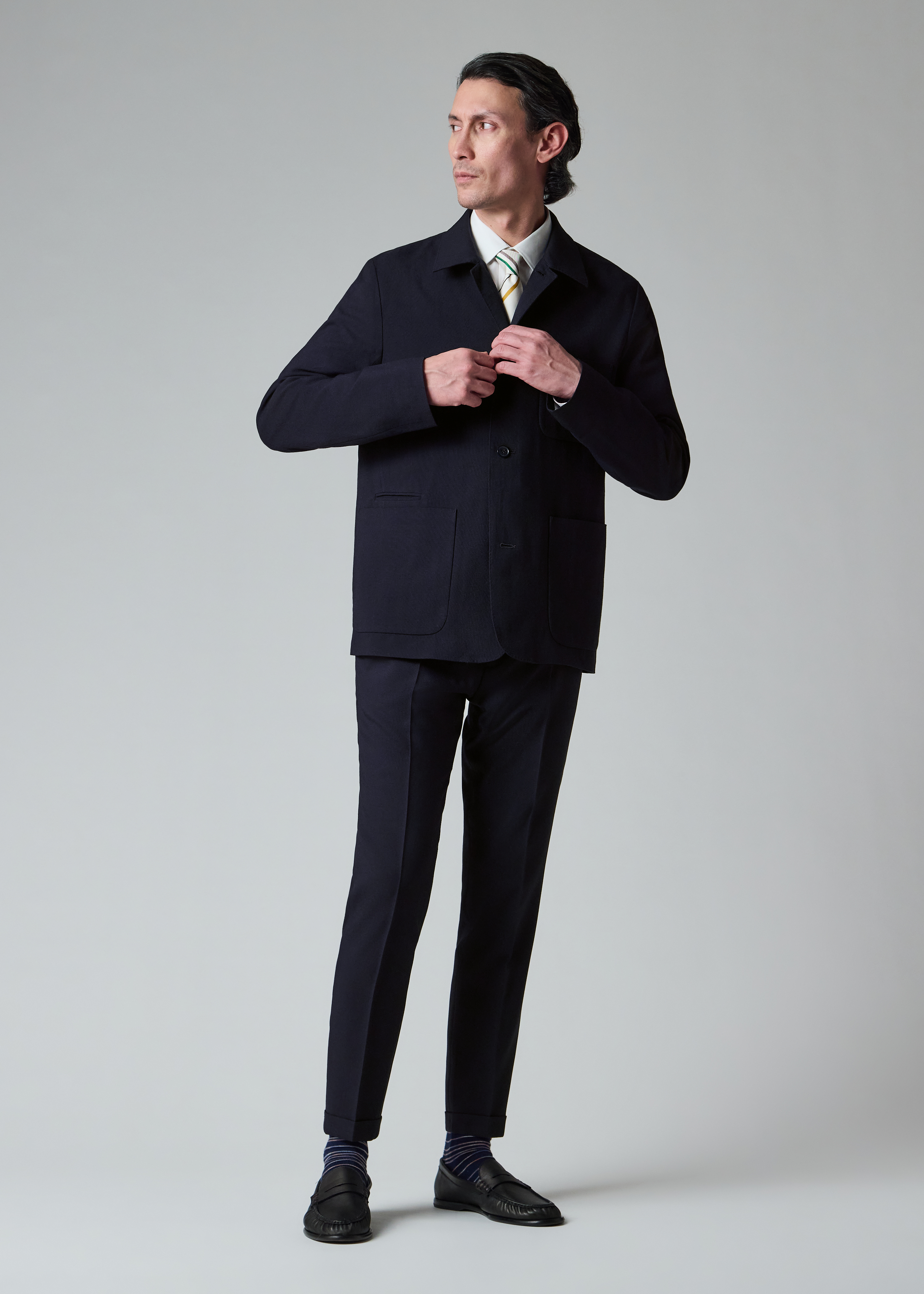 PS Paul Smith Navy and Green Check Wool Work Jacket | King's Cross