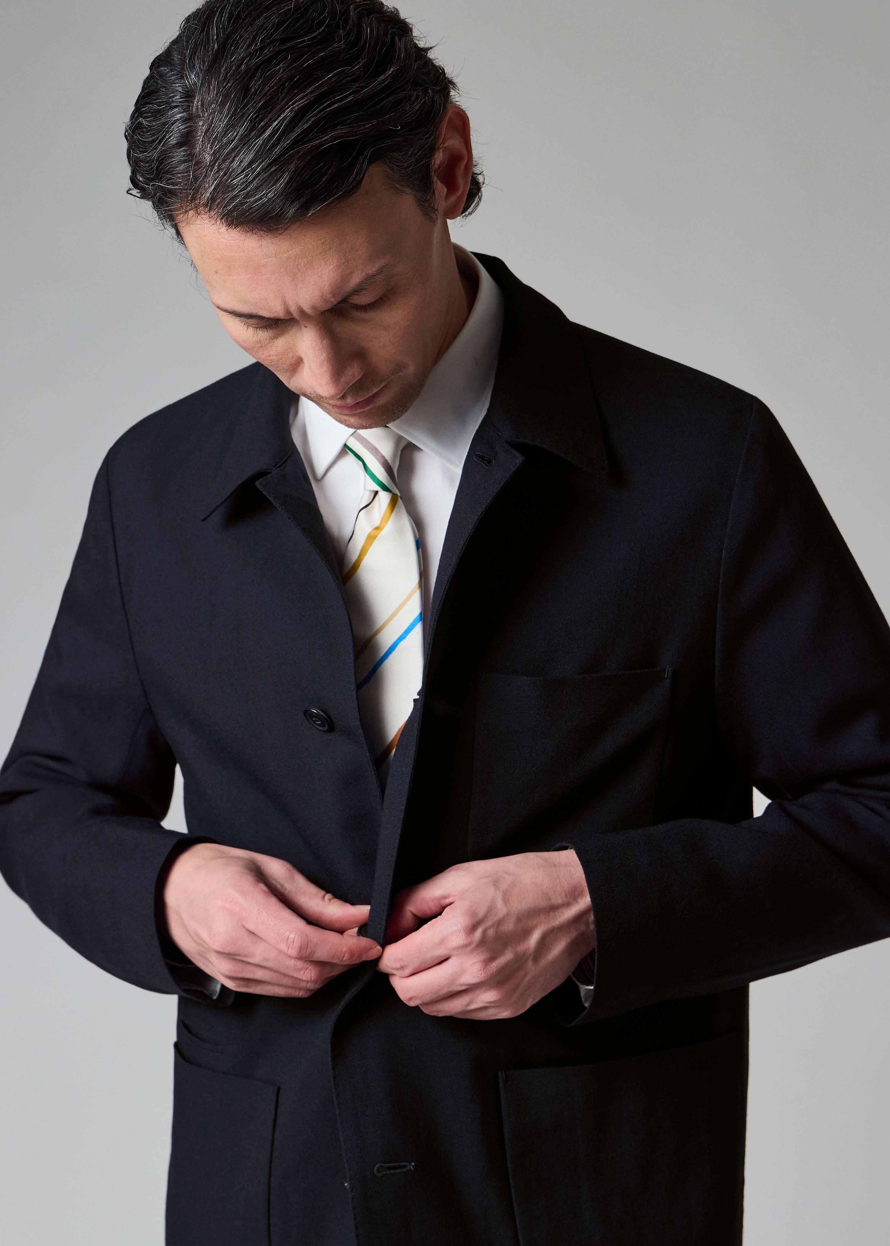 ジャケット・アウター PAUL SMITH High-Neck Urban Wool Coat Paul Smith Navy Two-Ply Hopsack Wool Work Jacket | King's Cross