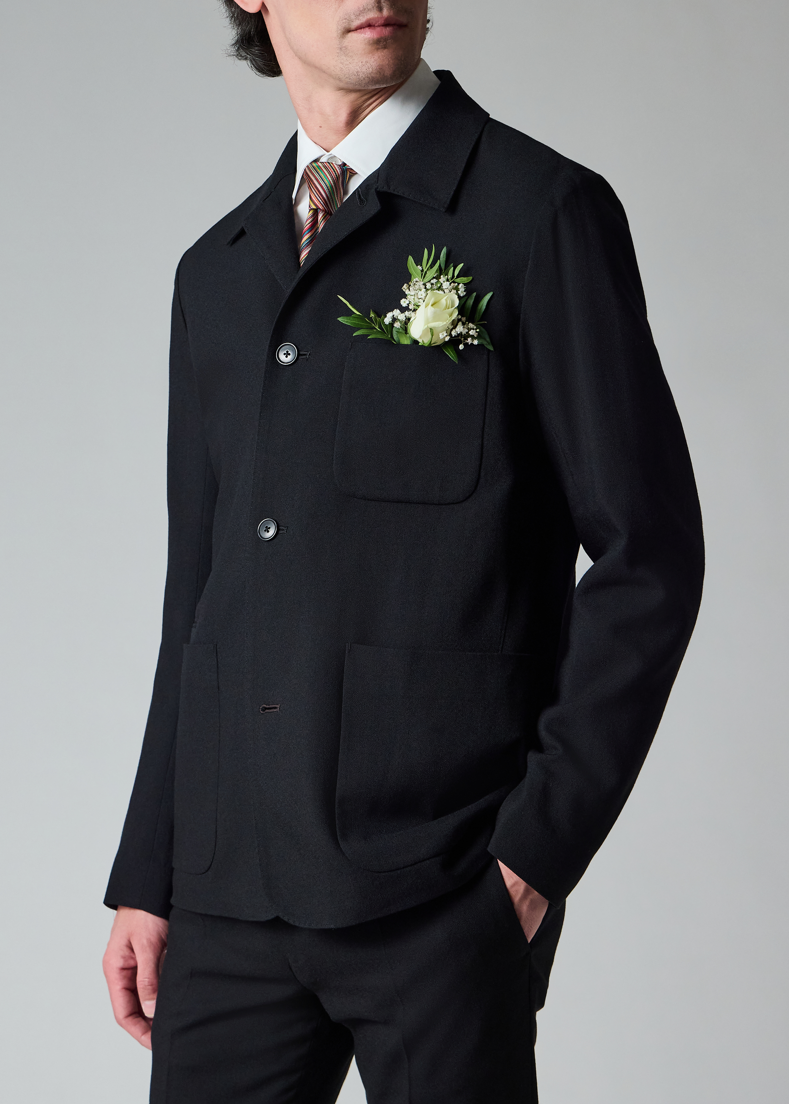 Paul Smith Black Two-Ply Hopsack Wool Work Jacket | King's Cross