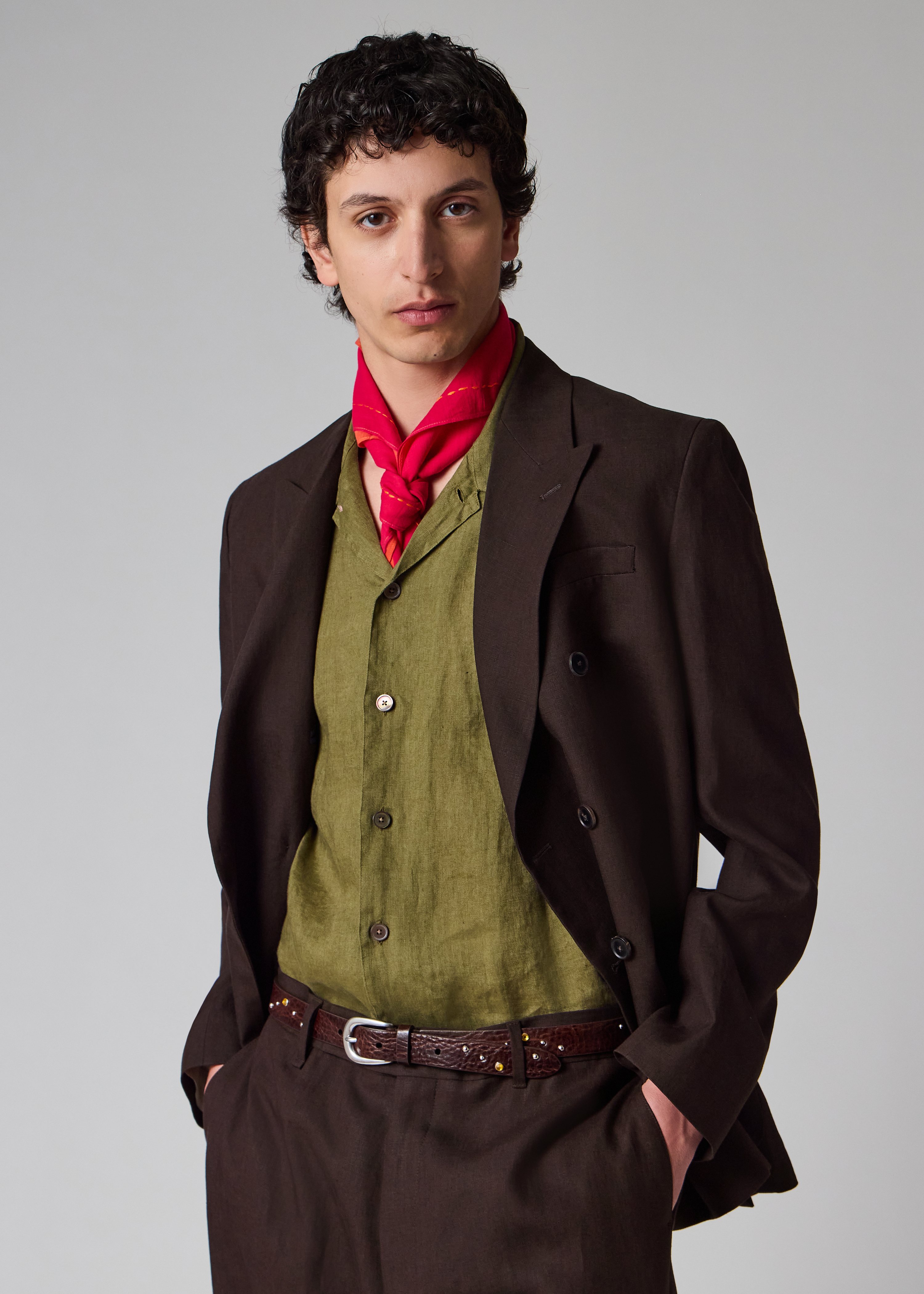 Aubergine Linen Double-Breasted Blazer thumbnail 5