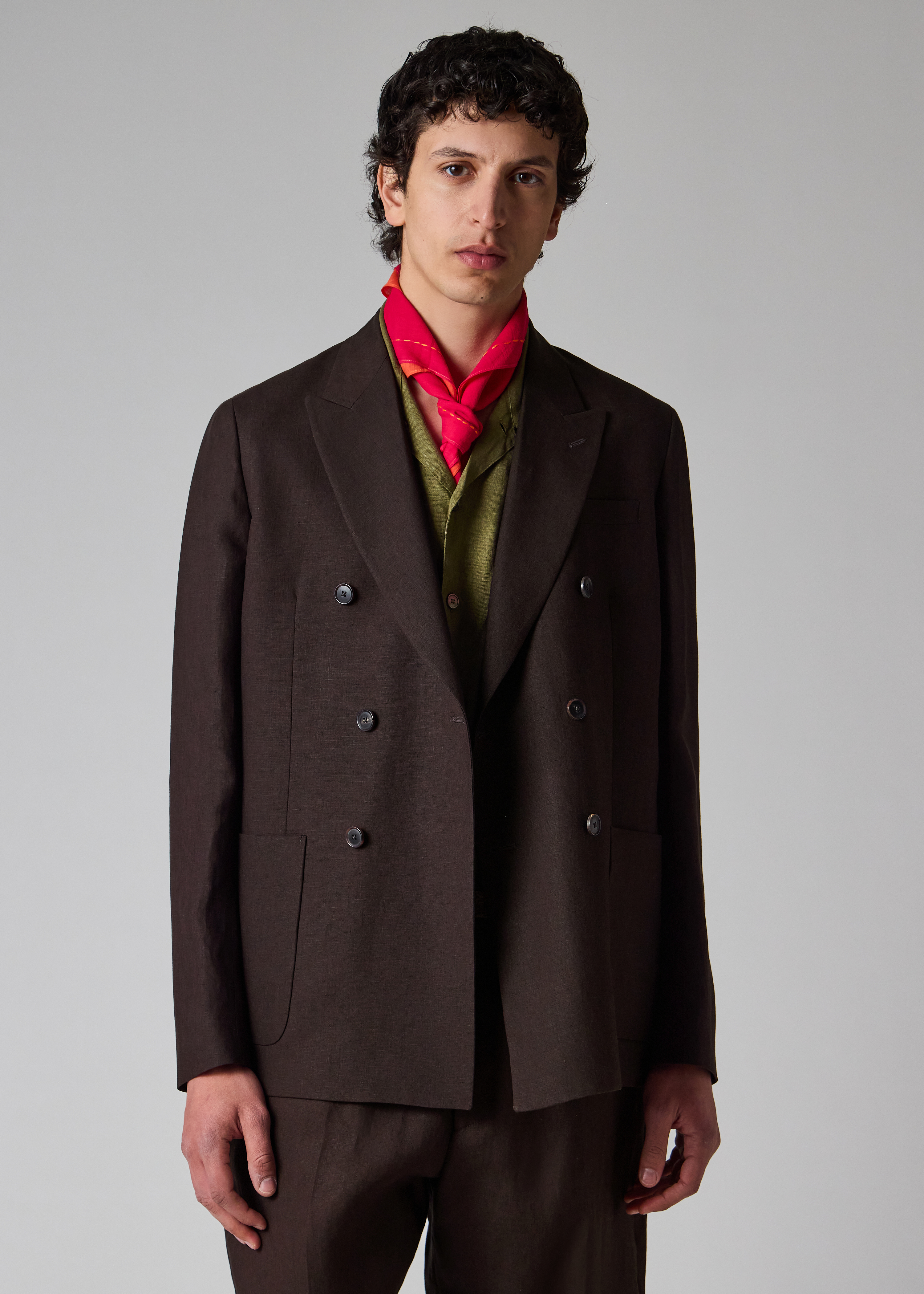 Paul Smith Aubergine Linen Double-Breasted Blazer | King's Cross