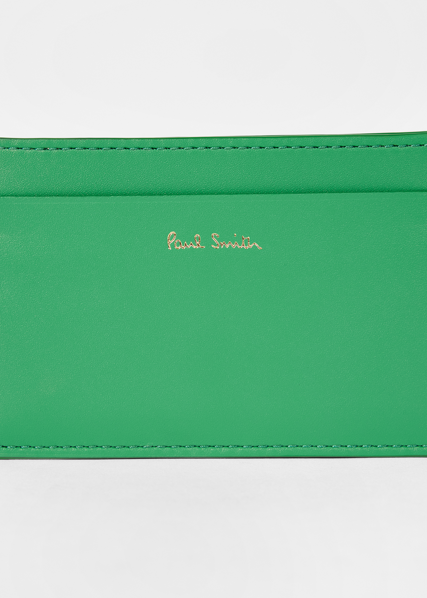 Green Leather 'Signature Stripe' Card Holder