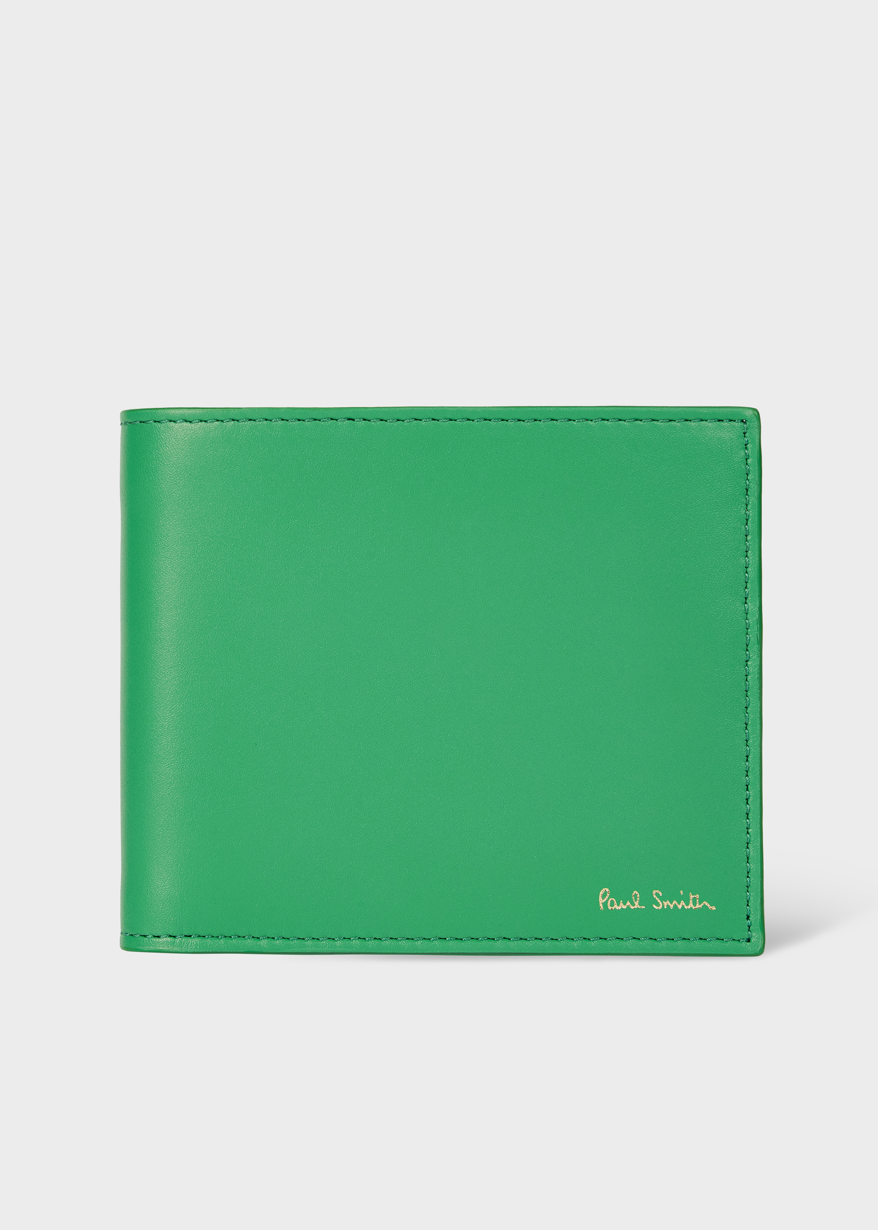 小物 Paul Smith Compact Wallet Green Leather Green Leather 'Signature Stripe' Interior Billfold Wallet