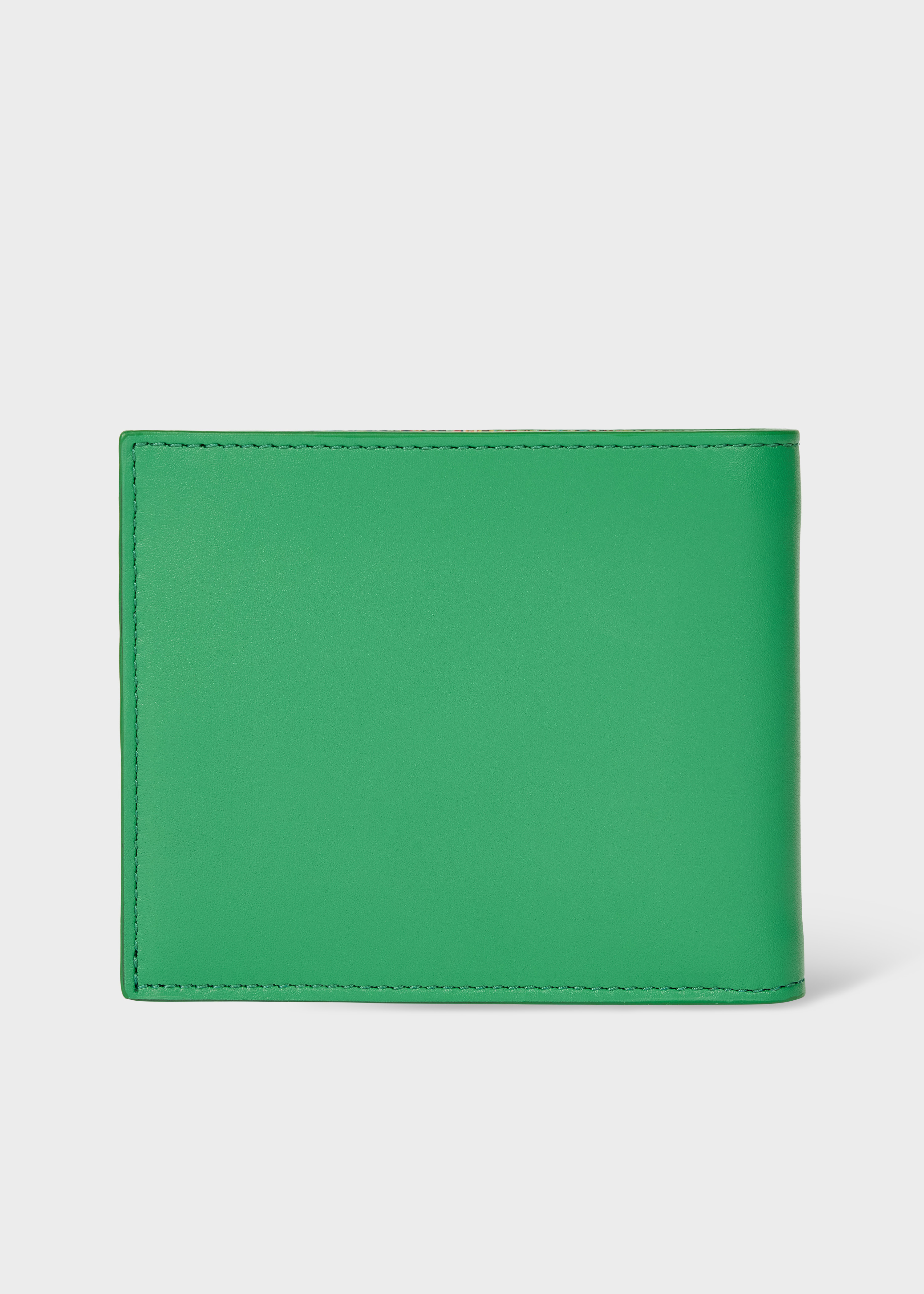 Green Leather 'Signature Stripe' Interior Billfold Wallet