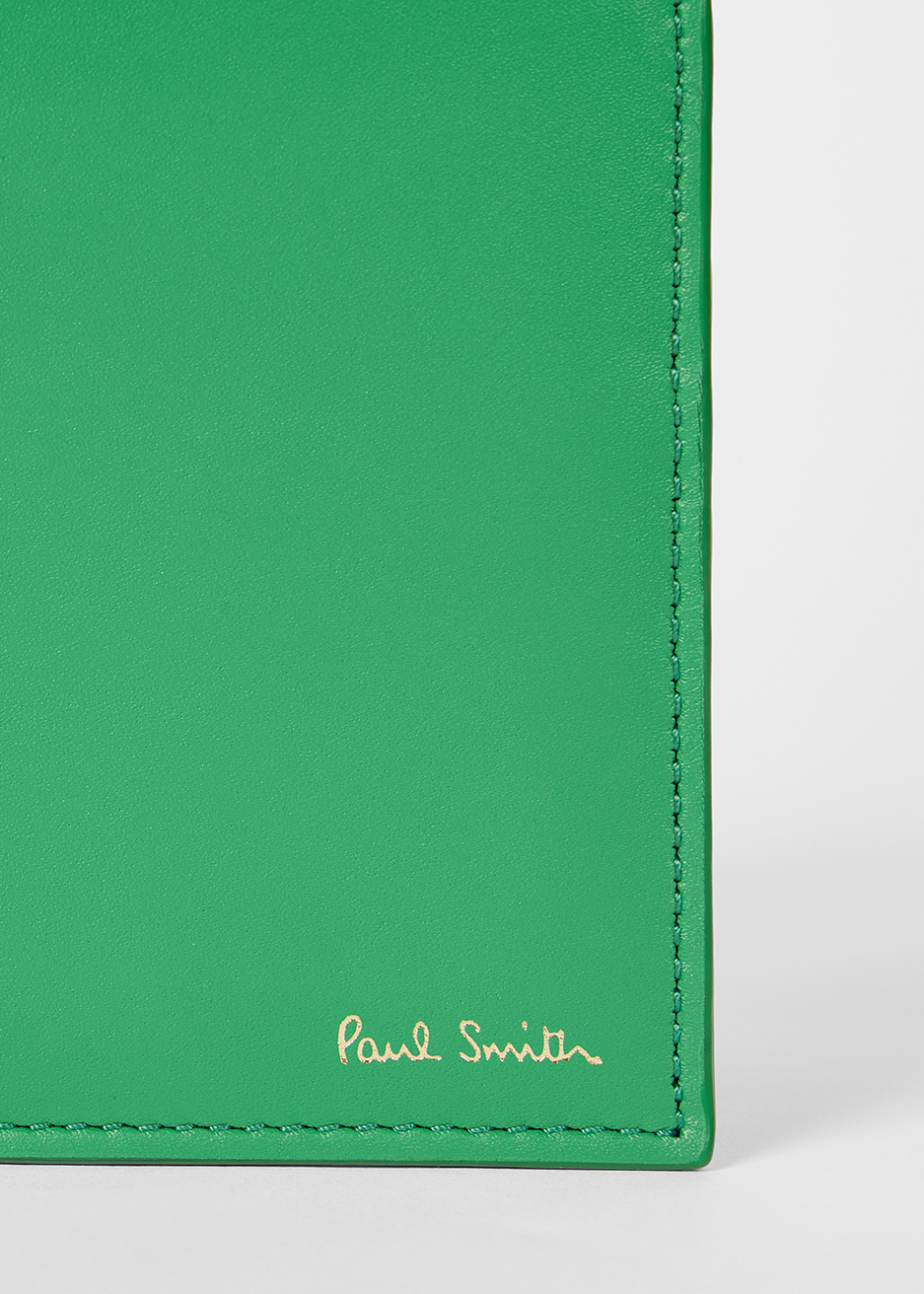 Green Leather 'Signature Stripe' Interior Billfold Wallet