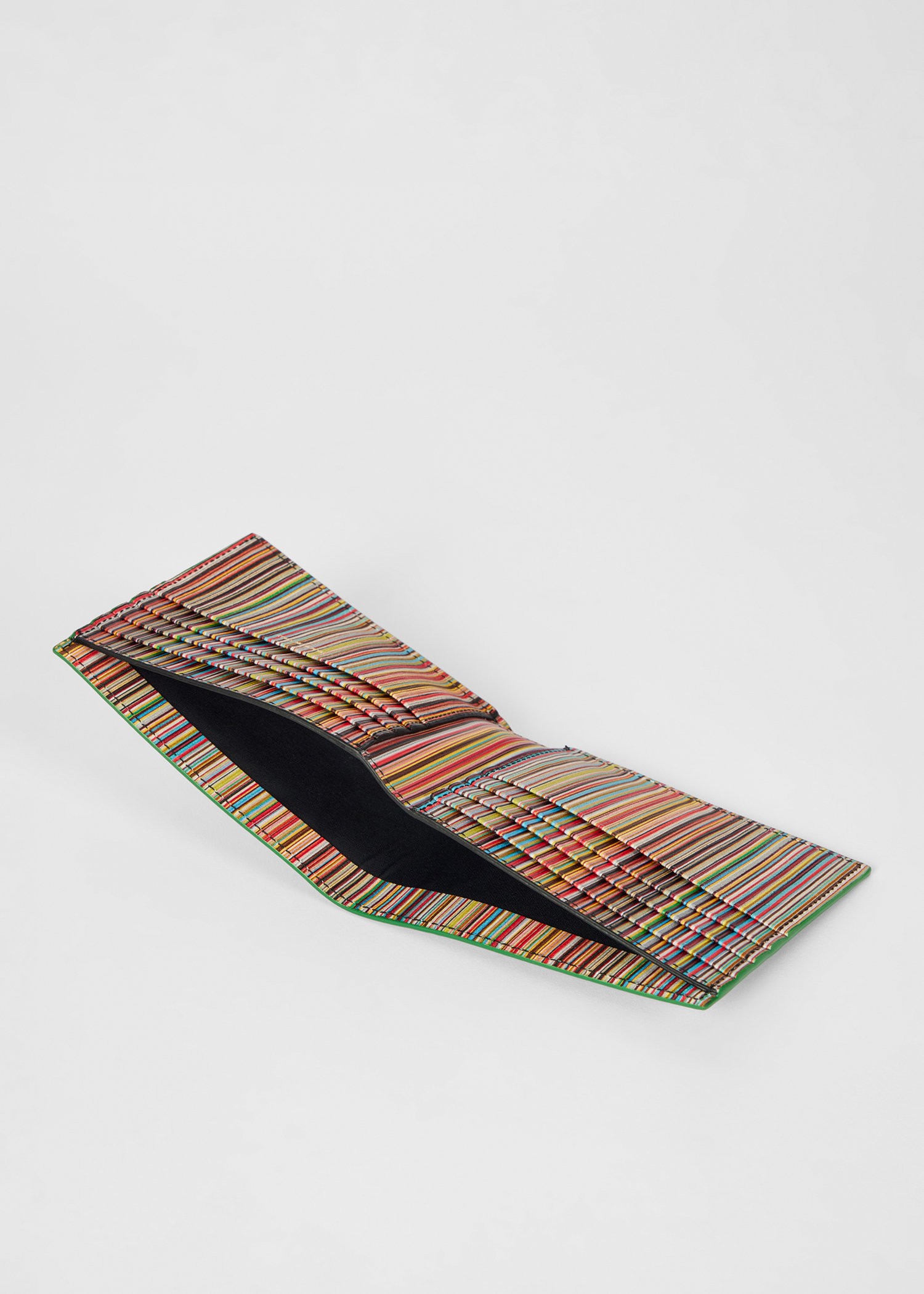 Green Leather 'Signature Stripe' Interior Billfold Wallet