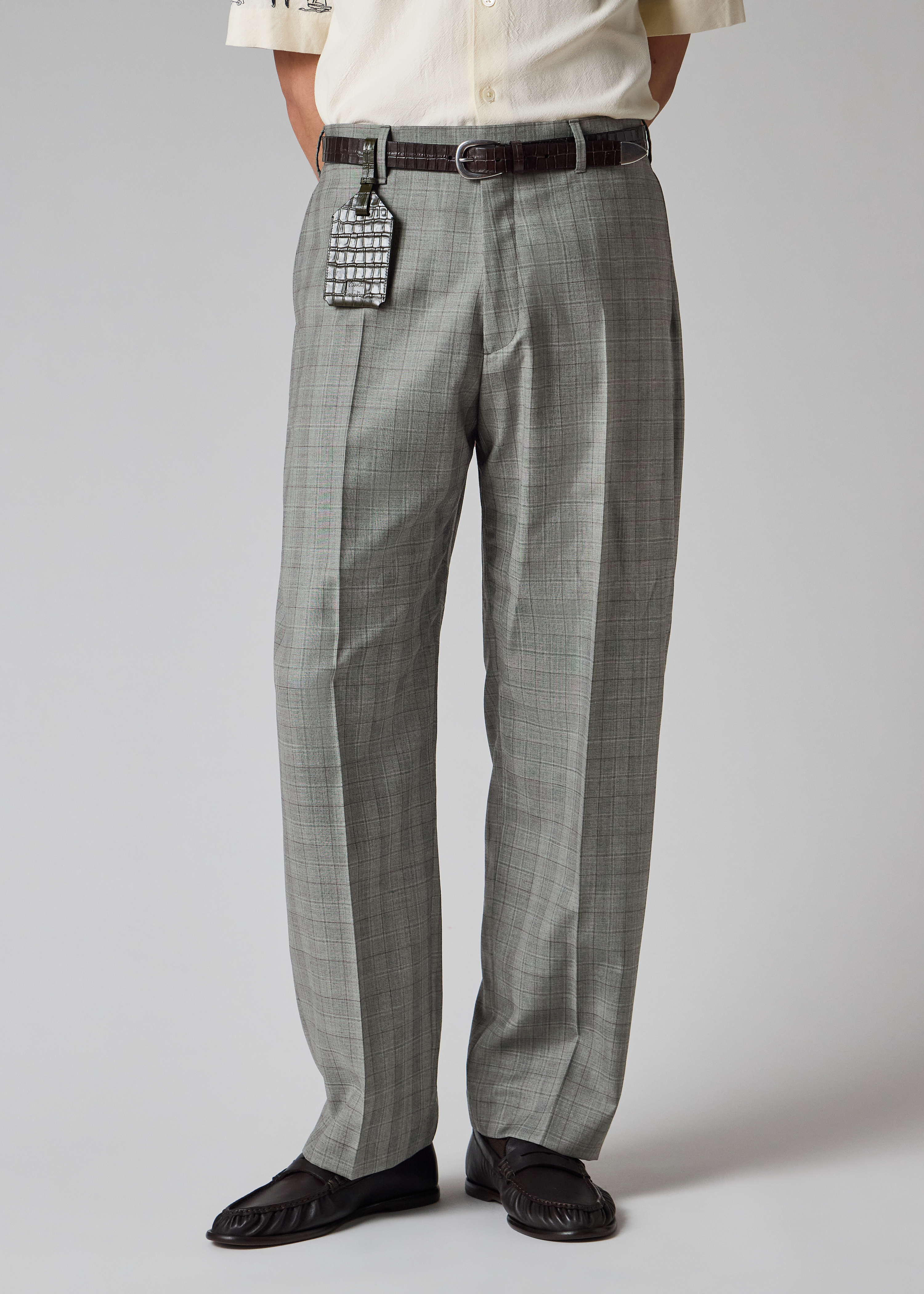 Paul Smith Brown Melange Check Wool Trousers | King's Cross