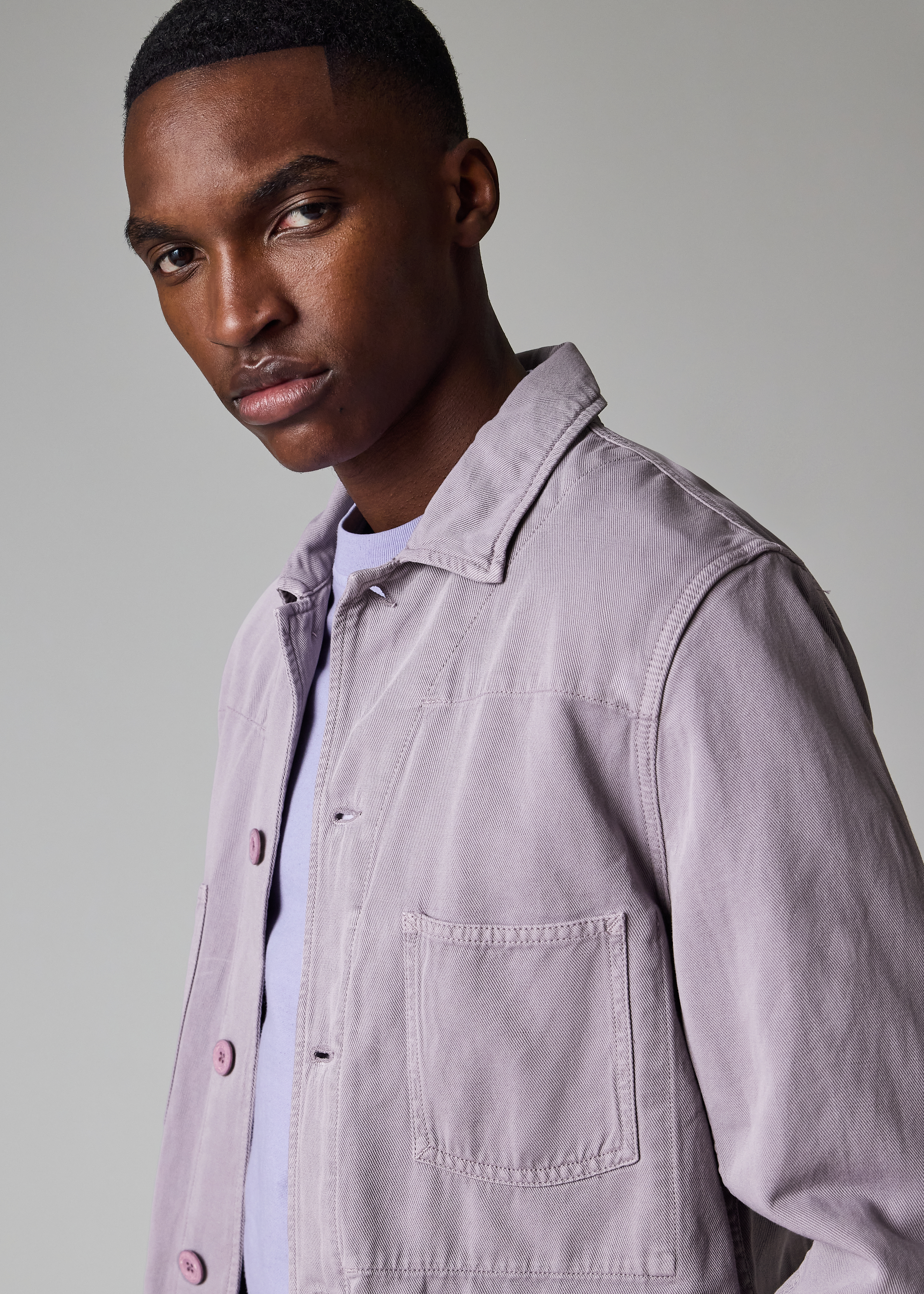 Men's Lilac Cotton-Linen Work Jacket