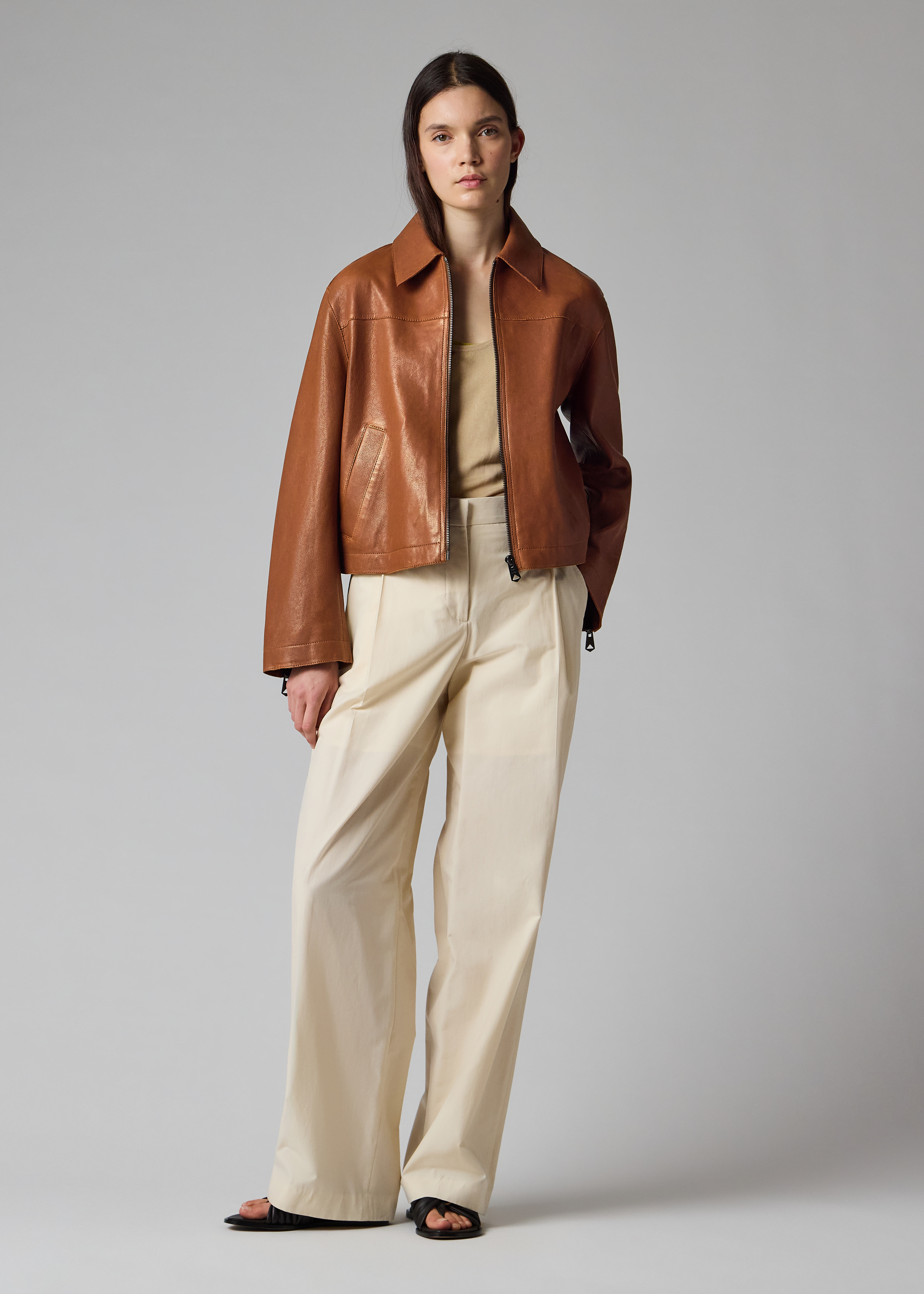 Women's Tan Leather Jacket Paul Smith