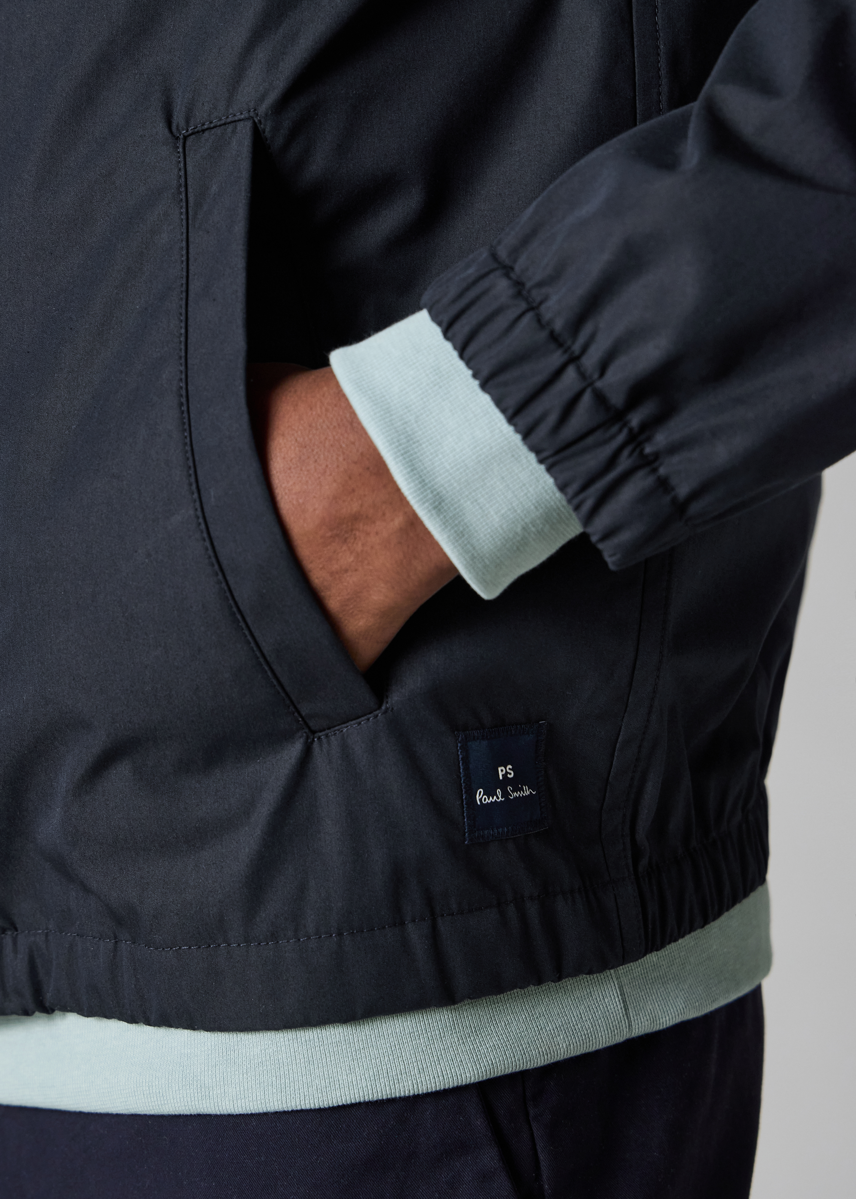 Men's Navy Cotton-Blend Zip Jacket