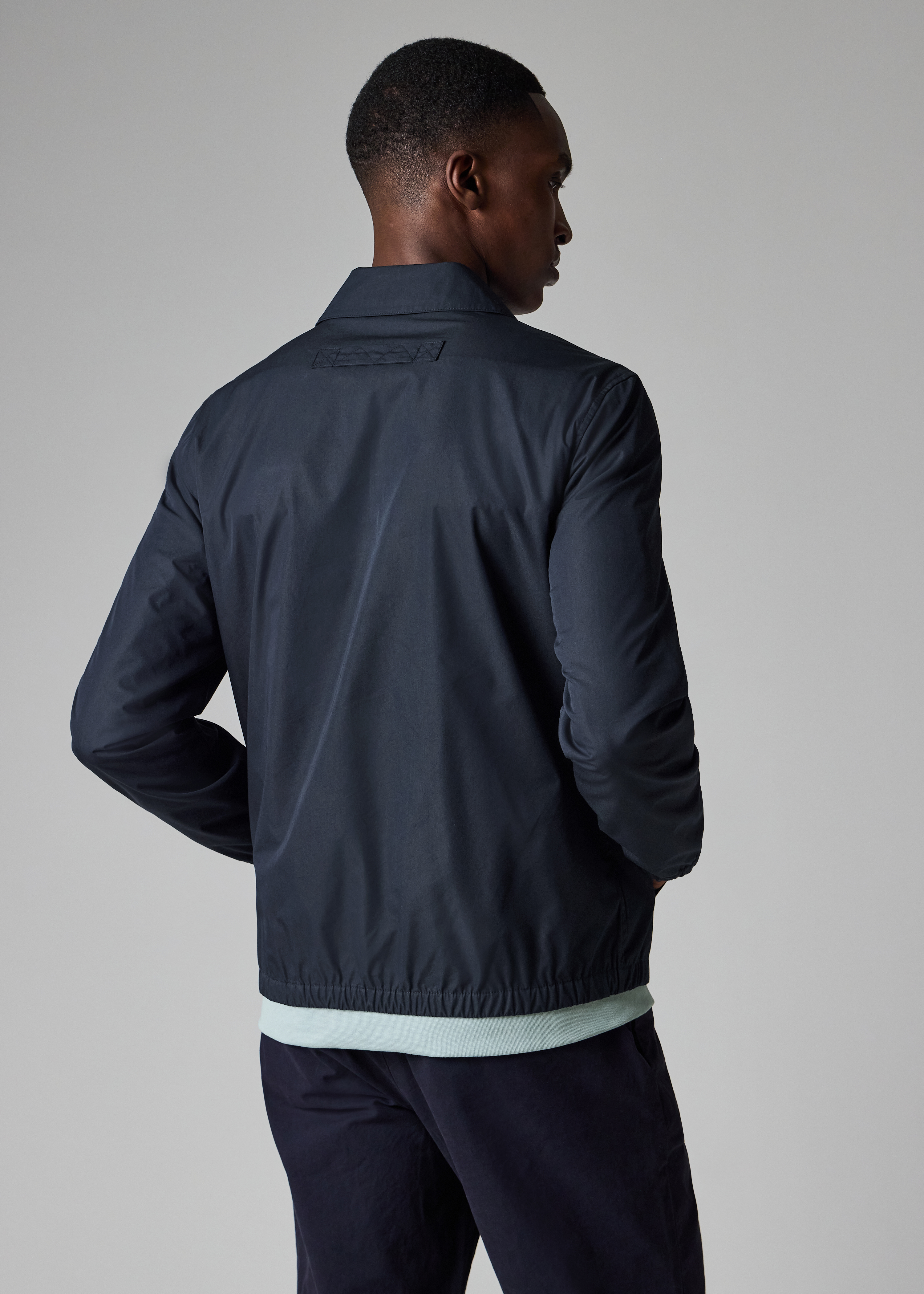 Men's Navy Cotton-Blend Zip Jacket Men's Navy Cotton-Blend Zip Jacket