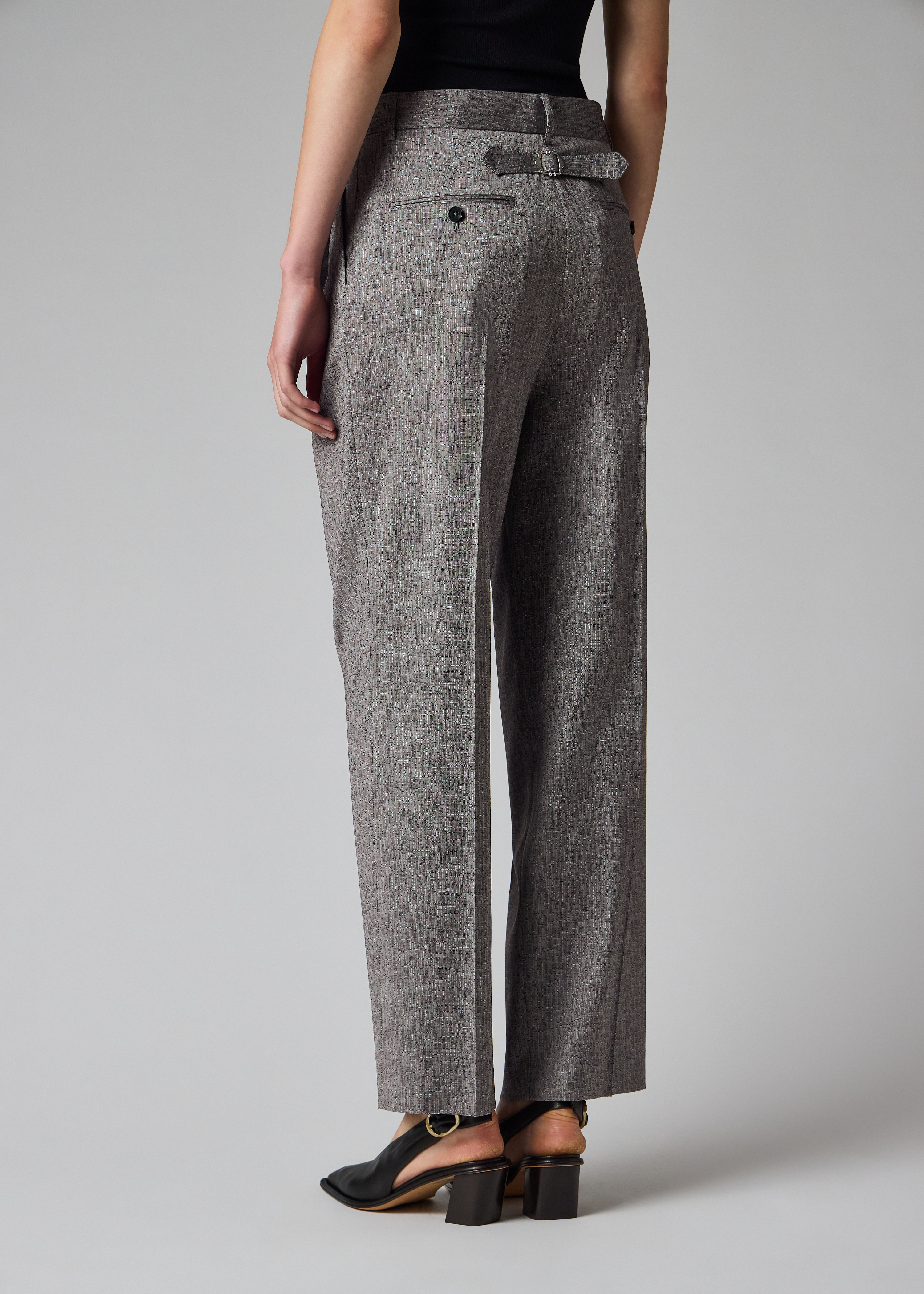 Paul Smith Women's Grey Textured Wool Pleated Trousers | King's Cross