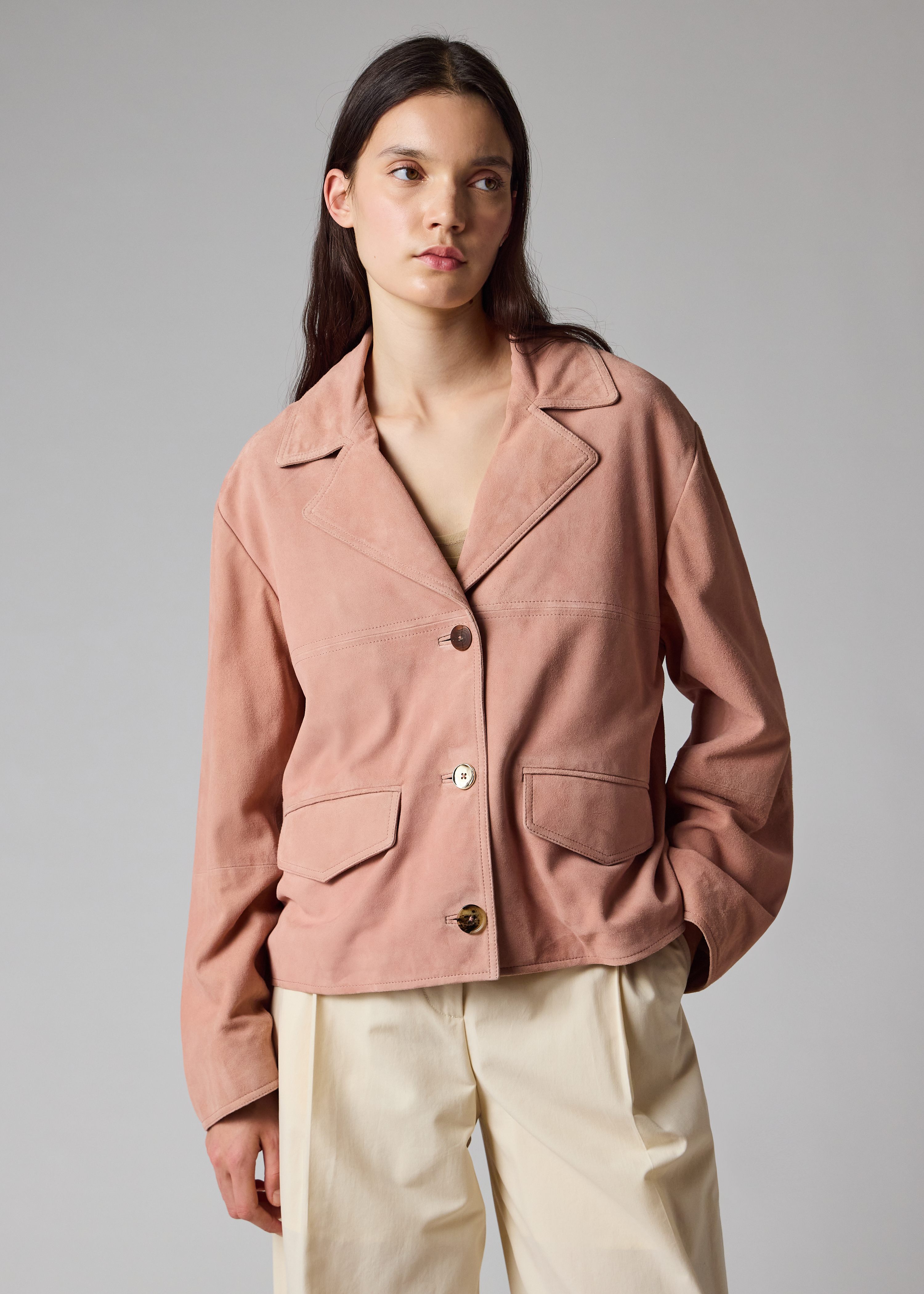 Paul Smith 25SS スエードレザー　ライトピンク　ゴートスキン Women's Pink Suede Jacket Paul Smith