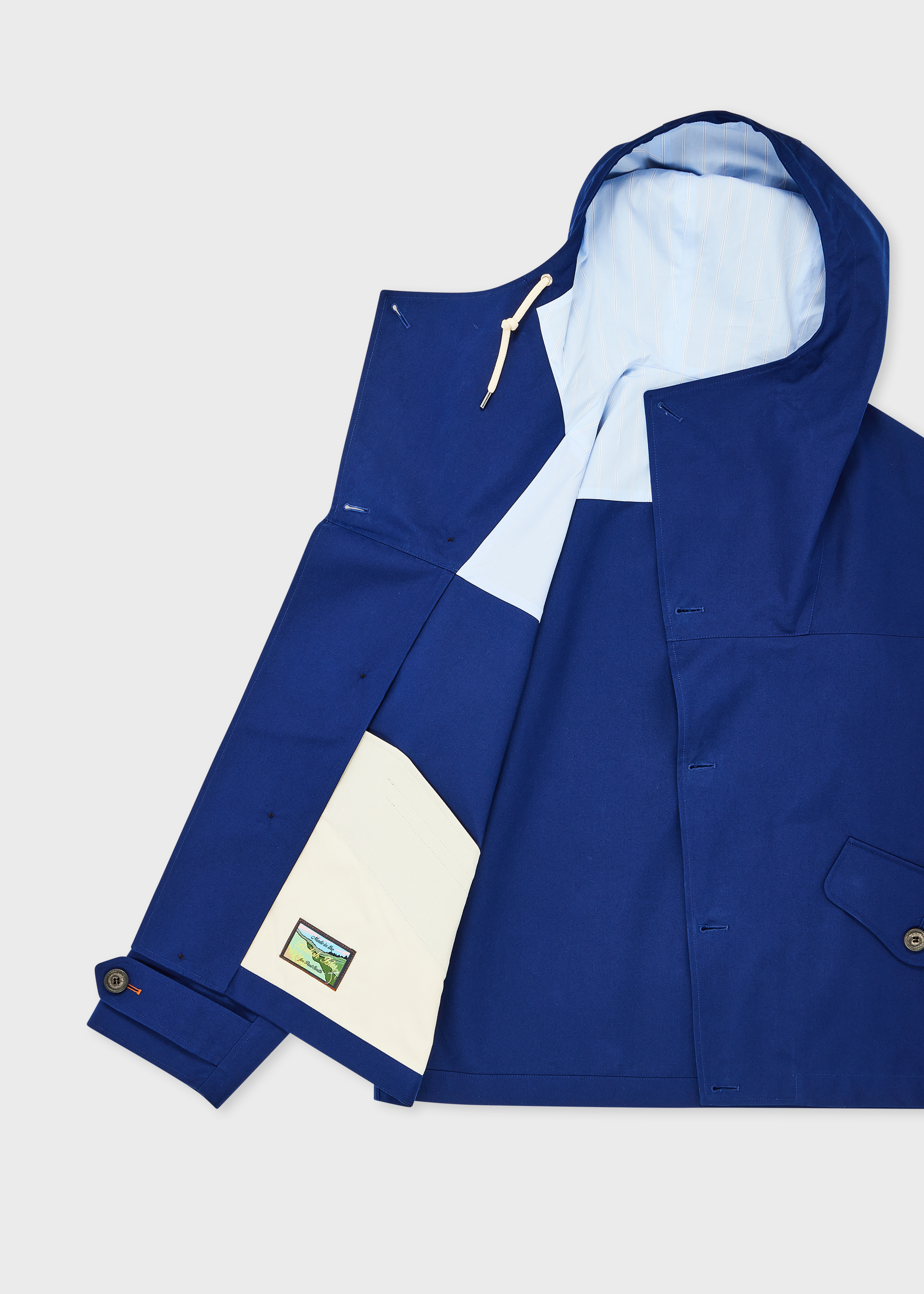 Blue Cotton Hooded Jacket thumbnail 7