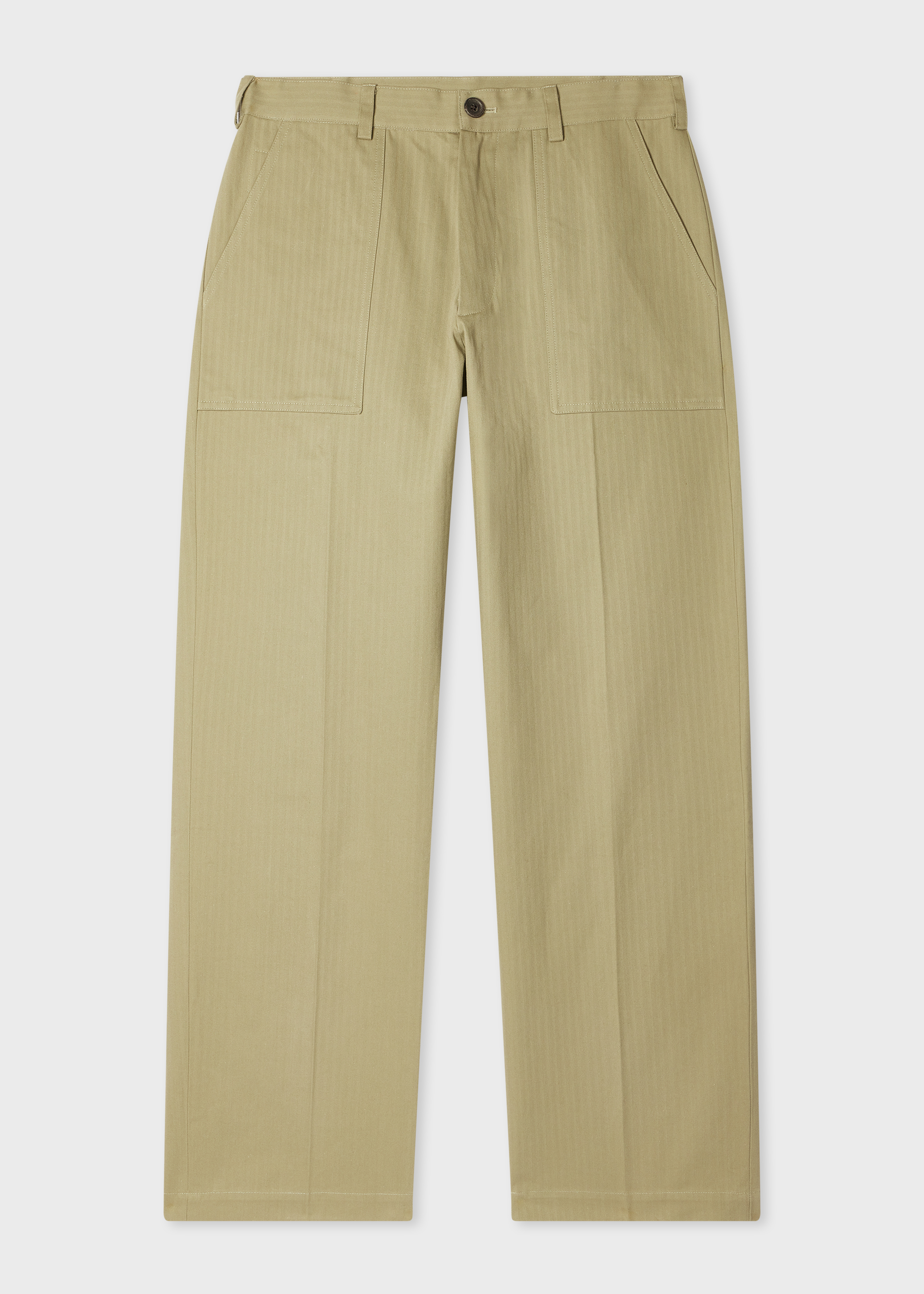 Stone Cotton Herringbone Fatigue Trousers thumbnail 7