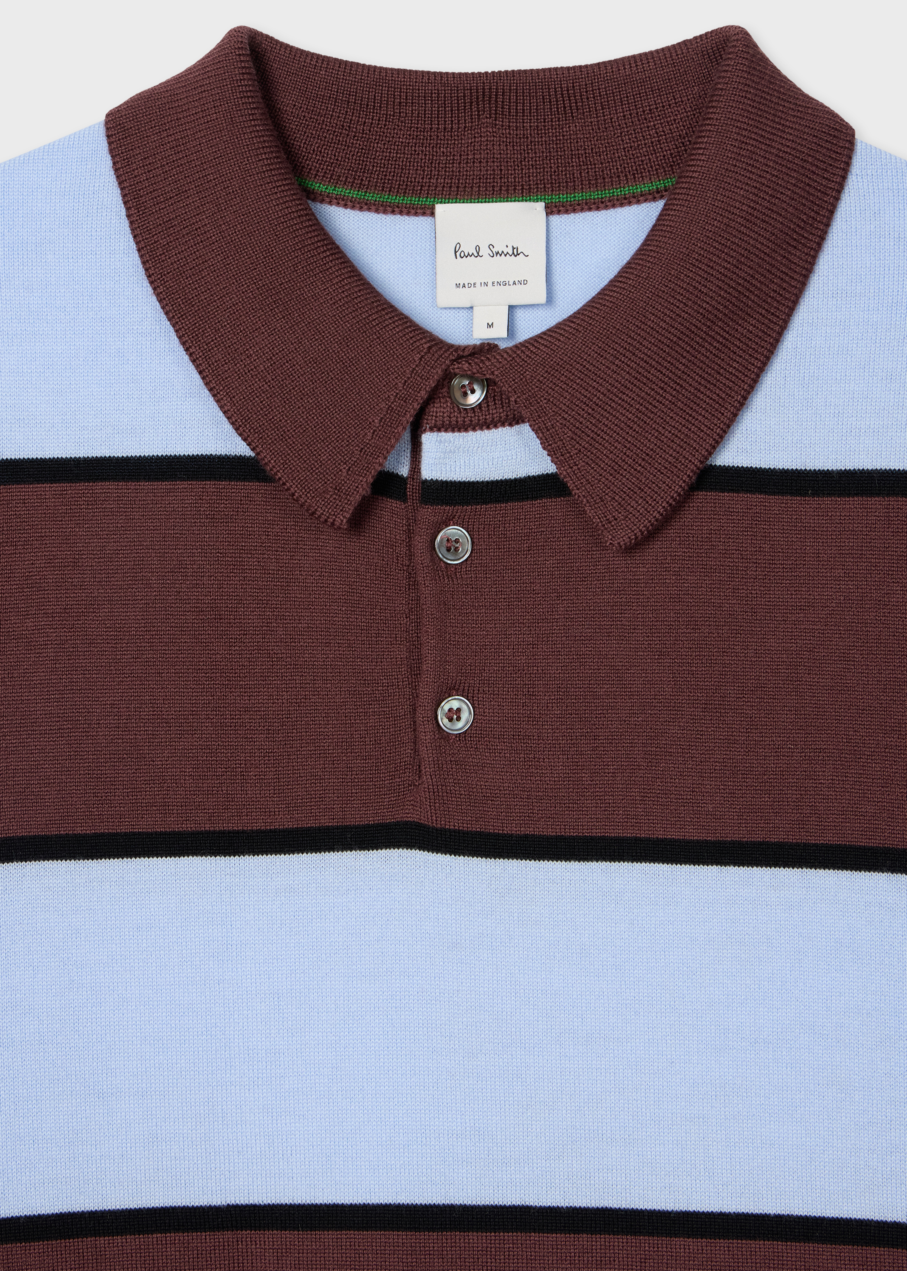 Paul Smith Blue and Brown Merino Wool Stripe Polo | King
