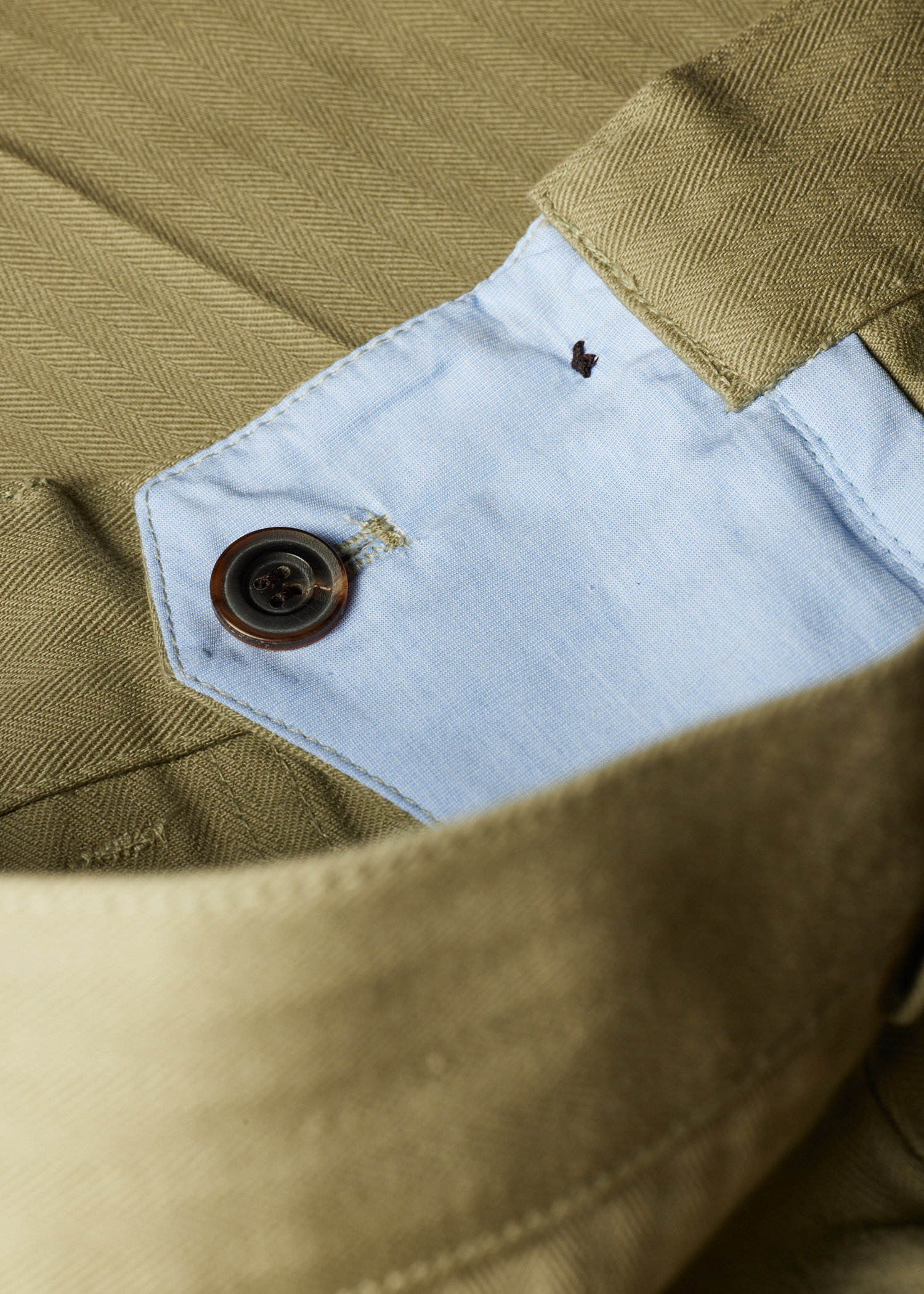 Stone Cotton Herringbone Fatigue Trousers thumbnail 9