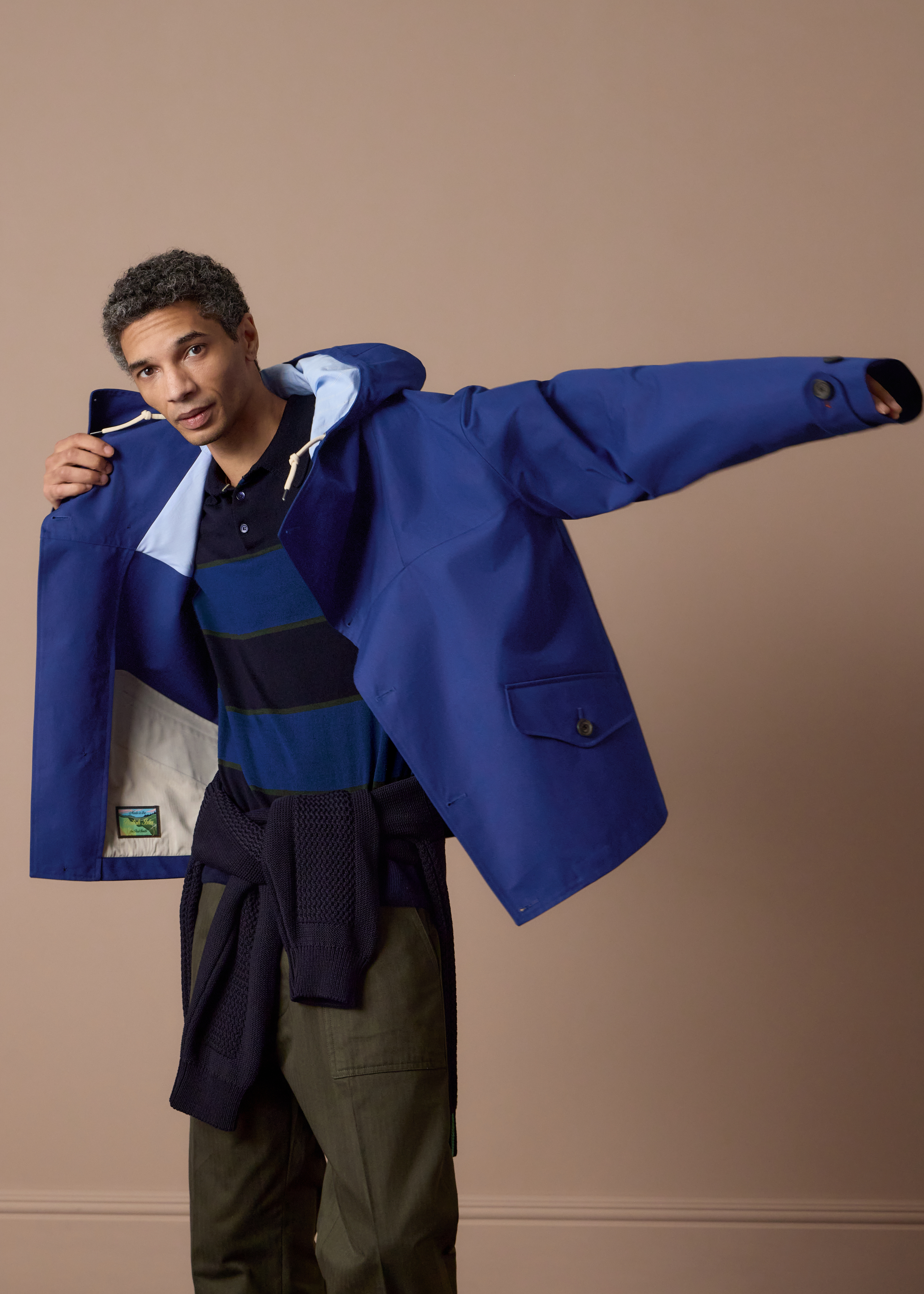Blue Cotton Hooded Jacket thumbnail 2