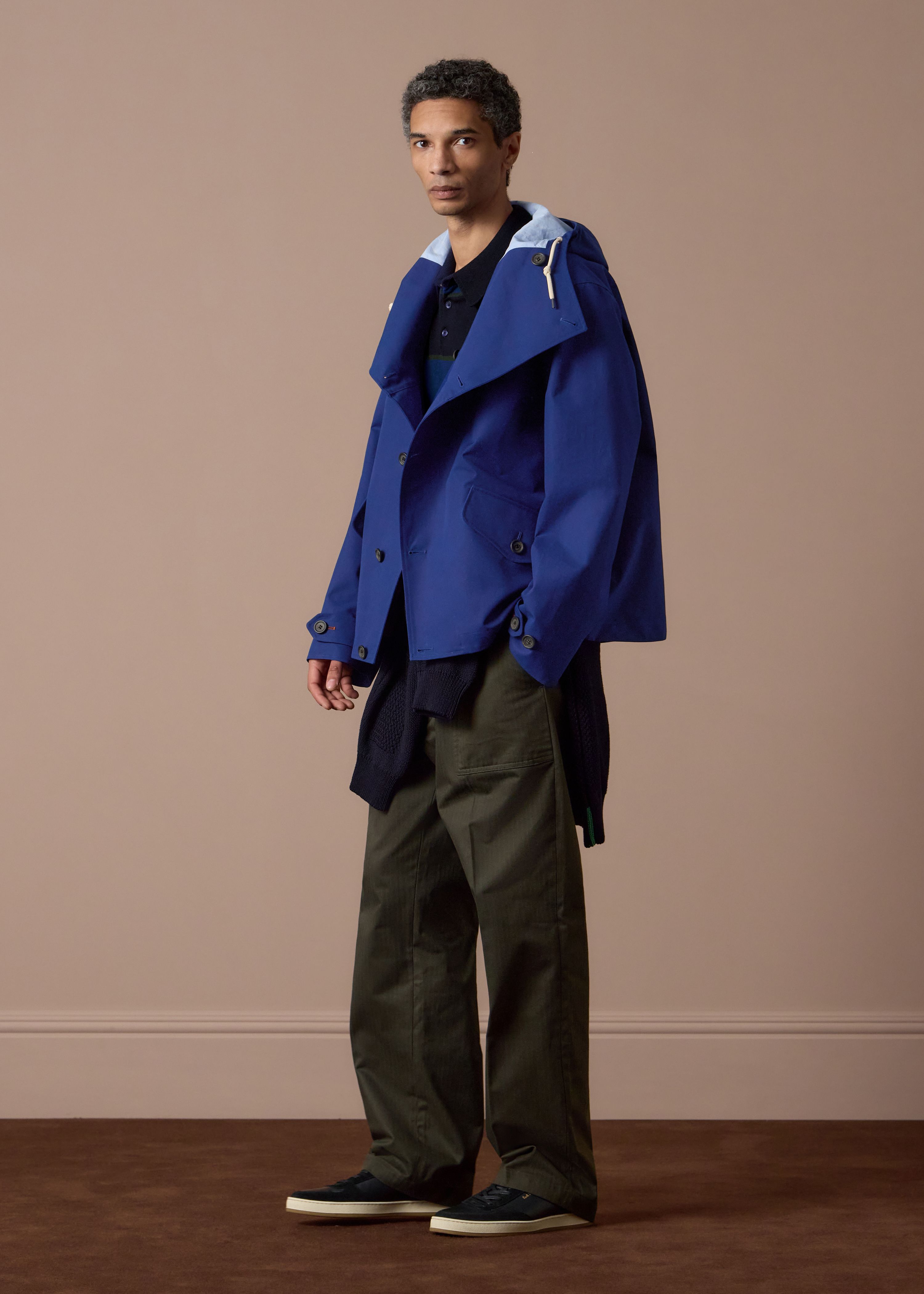 Blue Cotton Hooded Jacket thumbnail 11