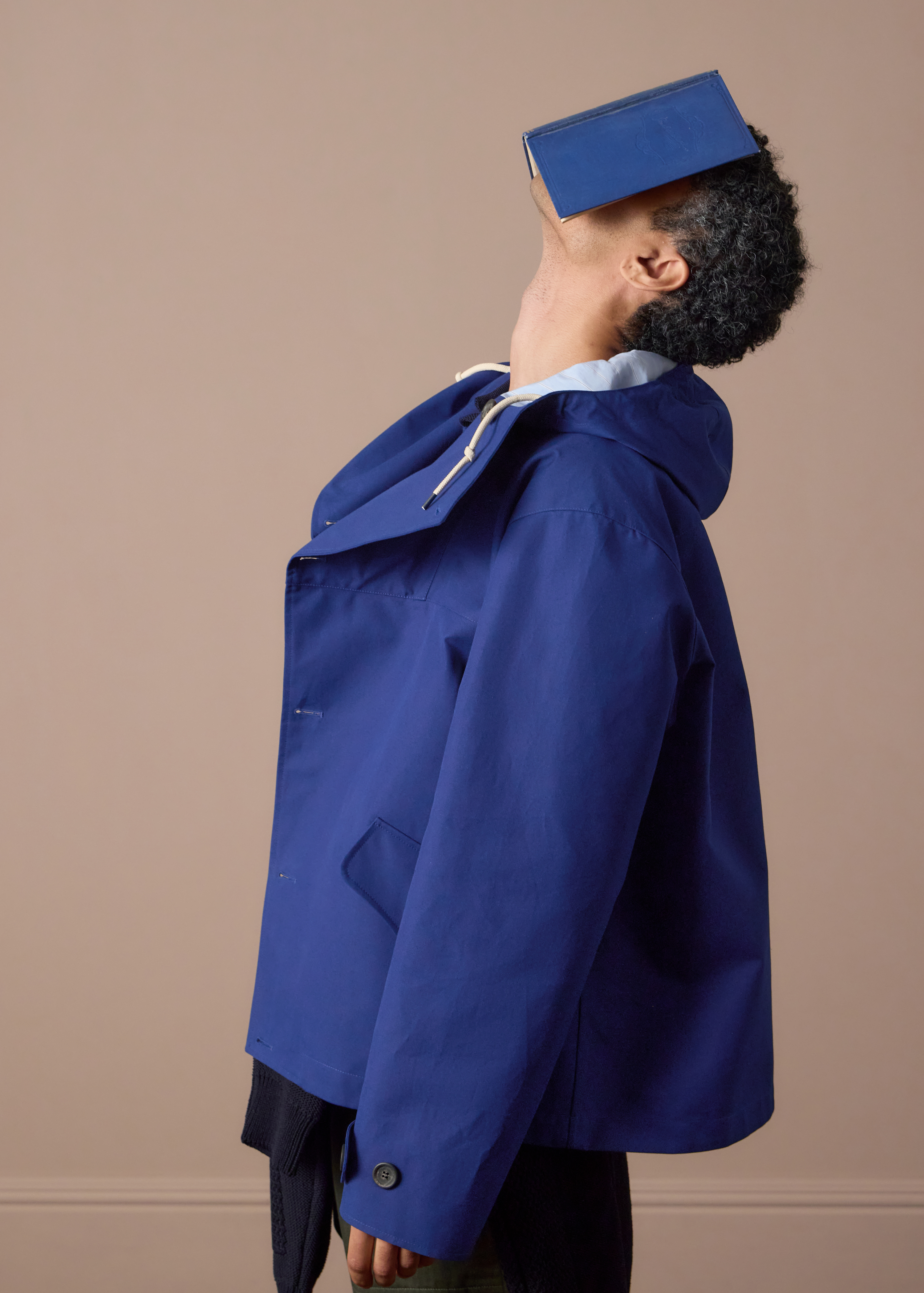 Blue Cotton Hooded Jacket thumbnail 9