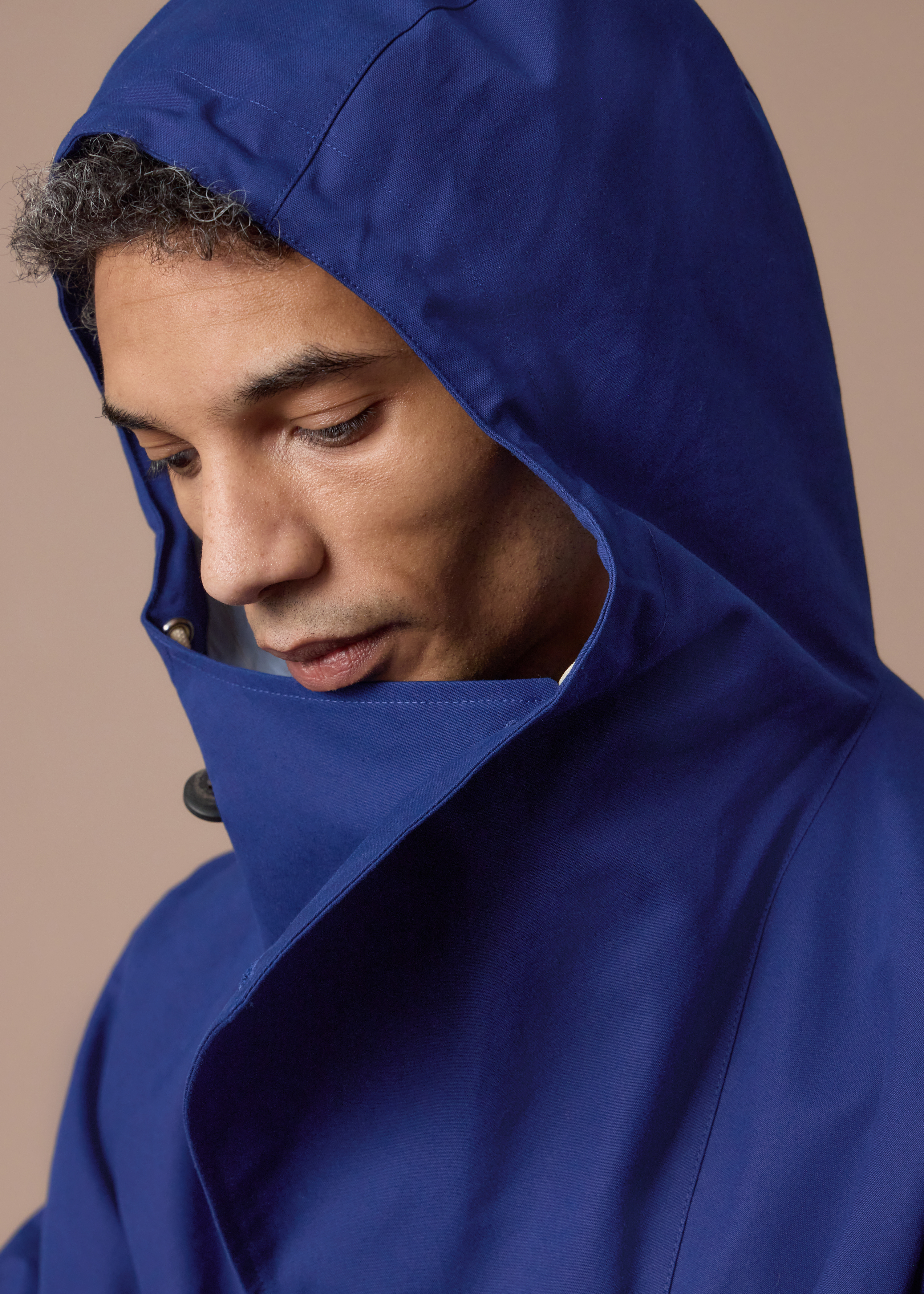 Blue Cotton Hooded Jacket thumbnail 4